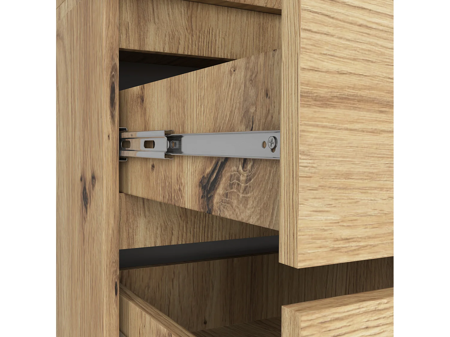 Armoire AKORD S90 avec miroir Chêne Artisan 90 cm 2 portes 2 tiroirs façade Chêne Artisan 4 étagères 90x51x180 cm