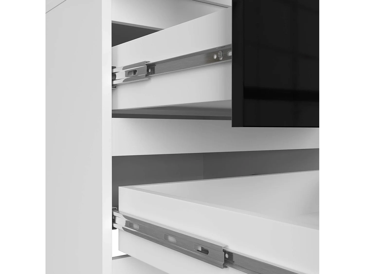 Armoire avec surmeuble AKORD STAR Blanche 60 cm 2 portes 2 tiroirs façade Noir Brillant 3 étagères 60x51x234 cm