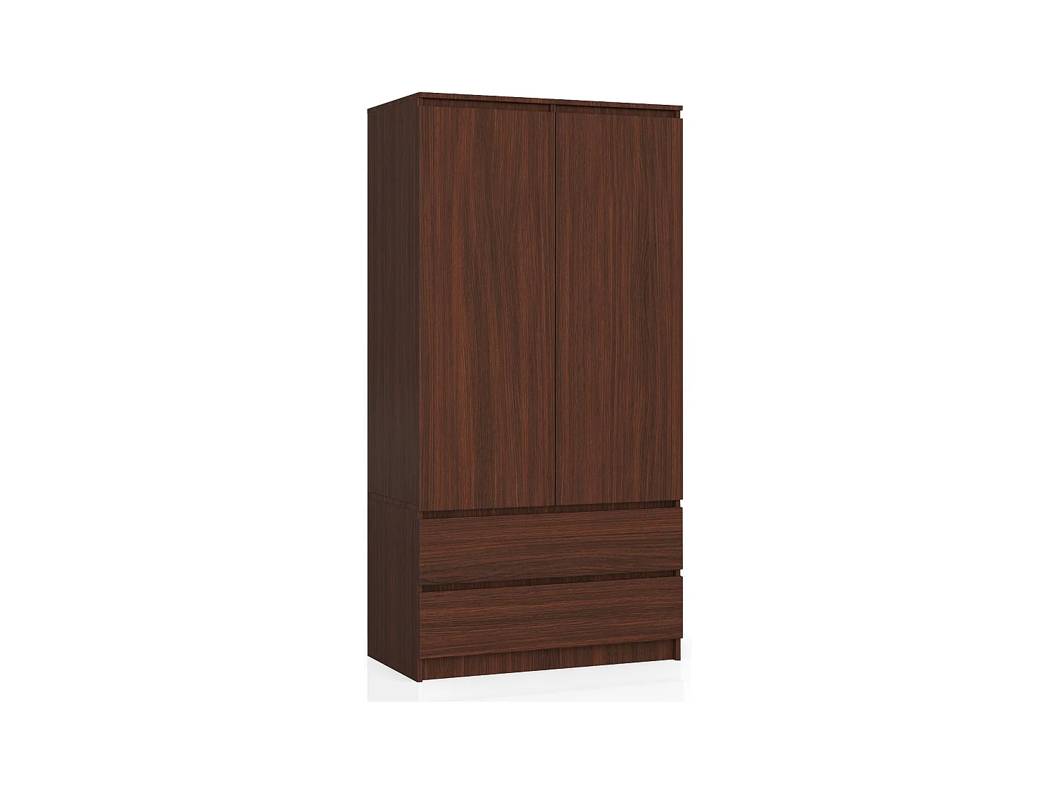 Armoire AKORD S90 Wengé 90 cm 2 portes 2 tiroirs façade Wengé 4 étagères 90x51x180 cm