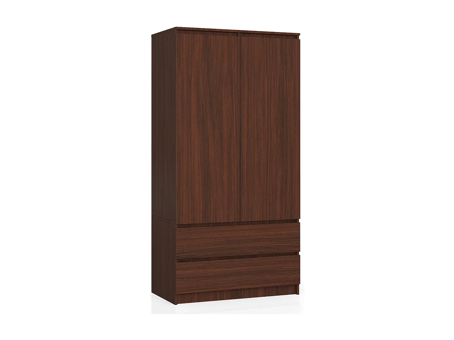Armoire AKORD S90 Wengé 90 cm 2 portes 2 tiroirs façade Wengé 4 étagères 90x51x180 cm
