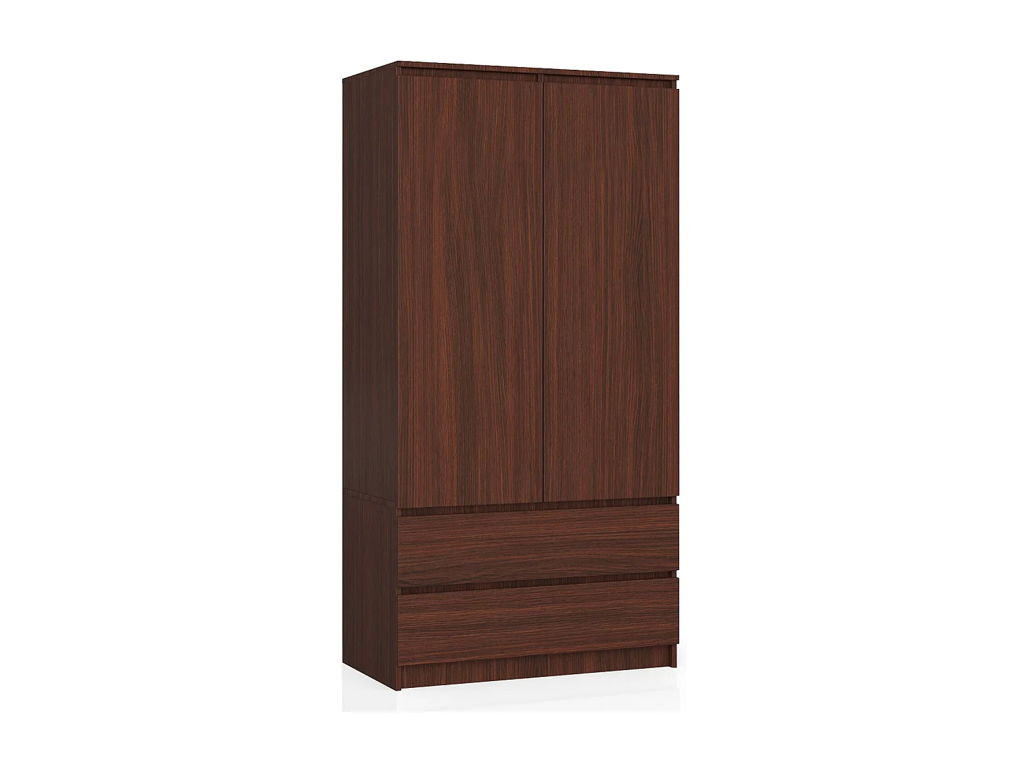 Armoire AKORD S90 Wengé 90 cm 2 portes 2 tiroirs façade Wengé 4 étagères 90x51x180 cm