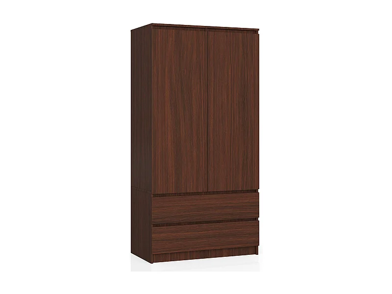 Armoire AKORD S90 Wengé 90 cm 2 portes 2 tiroirs façade Wengé 4 étagères 90x51x180 cm