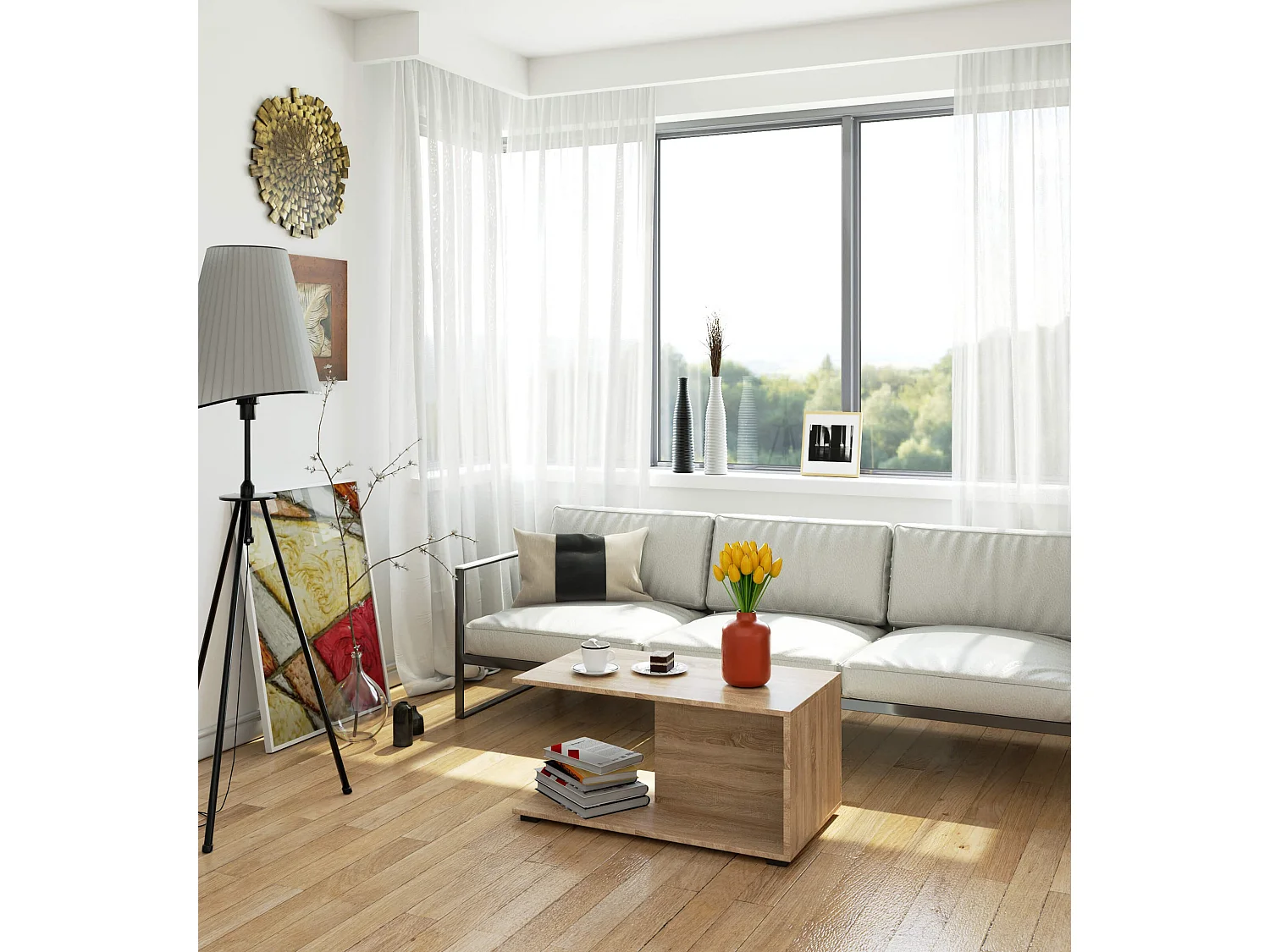 Stolik kawowy AKORD MARGO Dąb Sonoma 90 cm kolor Dąb Sonoma mat 90x50x45 cm