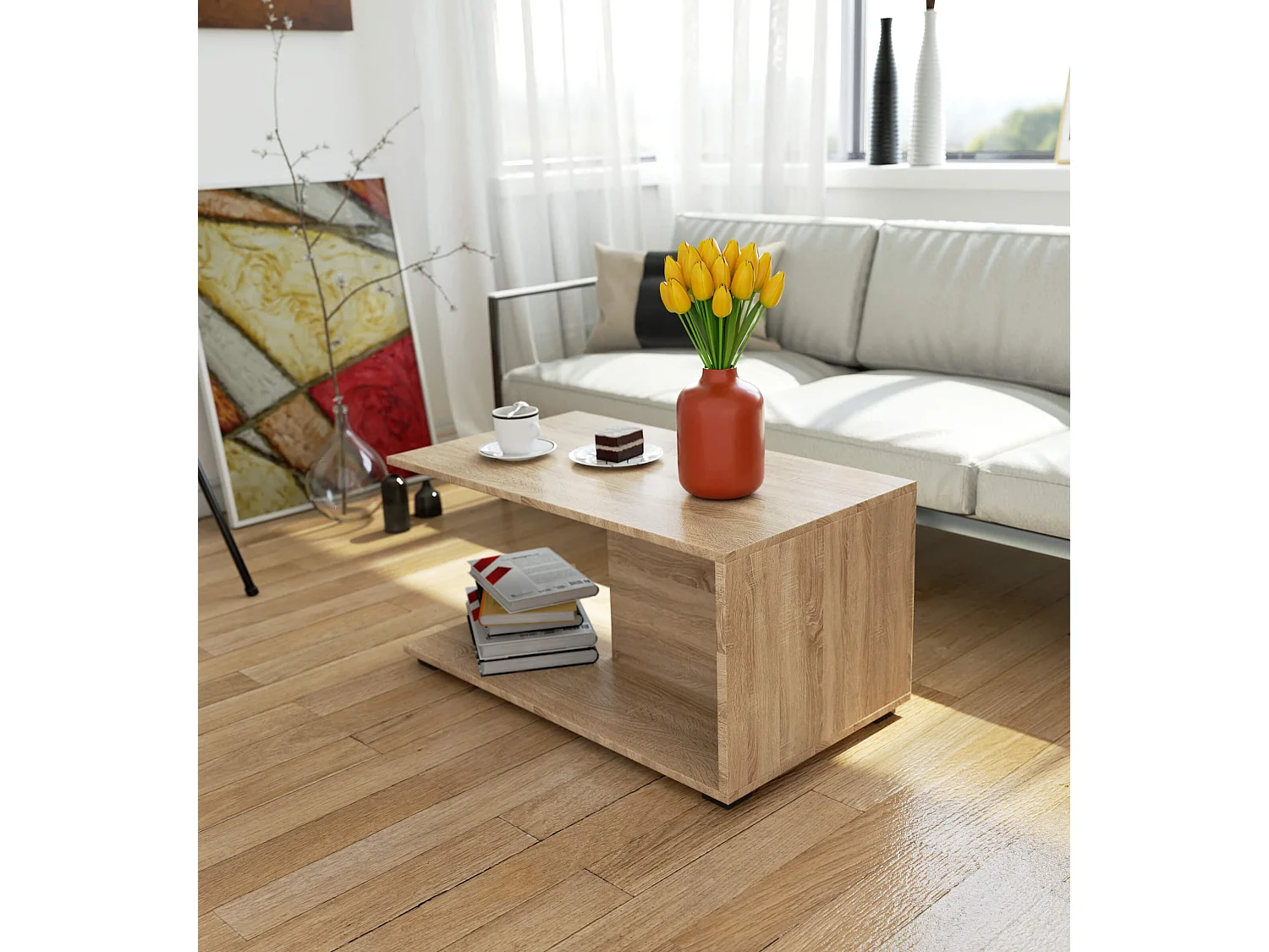 Stolik kawowy AKORD MARGO Dąb Sonoma 90 cm kolor Dąb Sonoma mat 90x50x45 cm