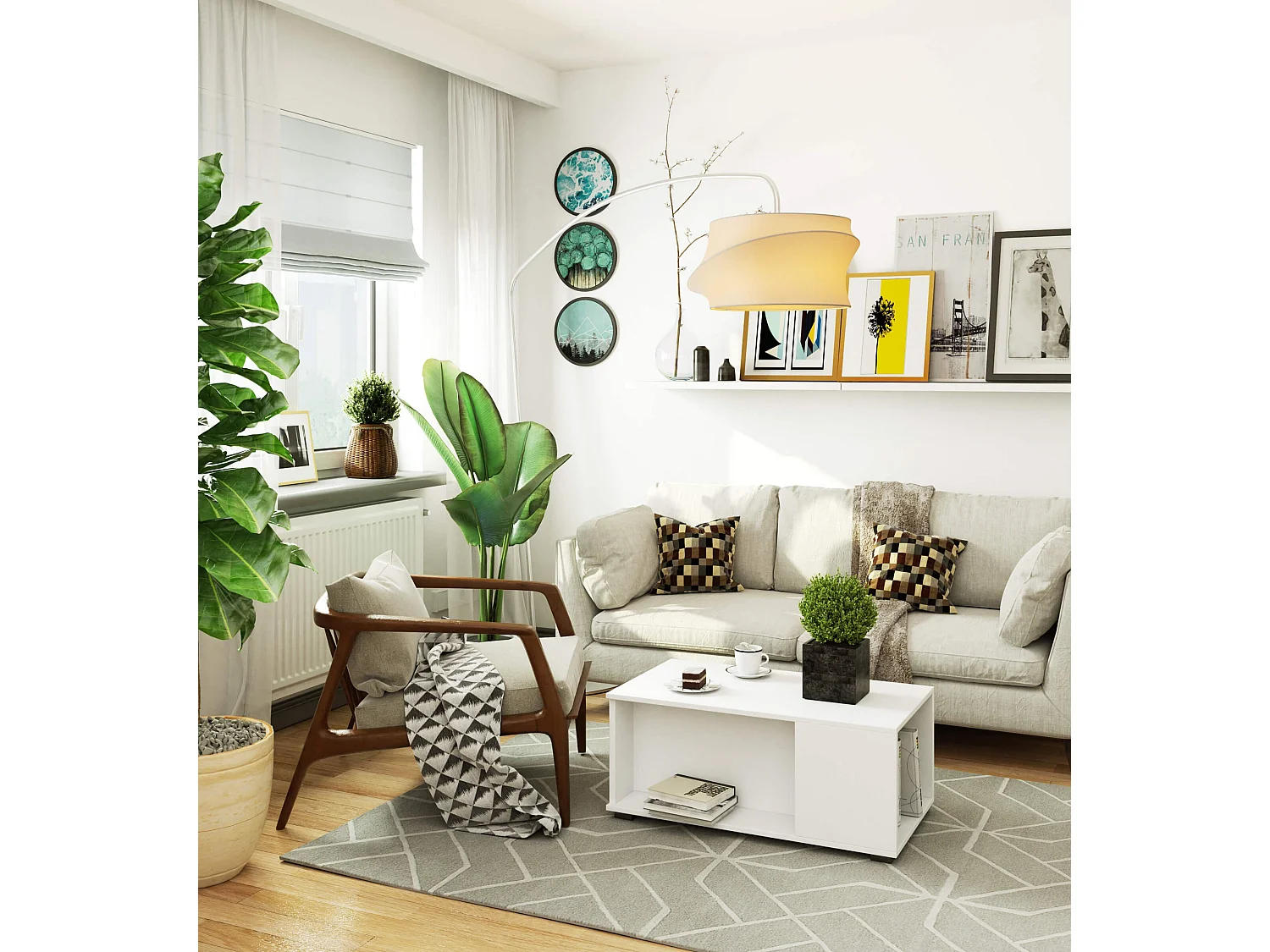 Tavolino da caffè AKORD JULIET Bianca 90 cm 90x51x38 cm