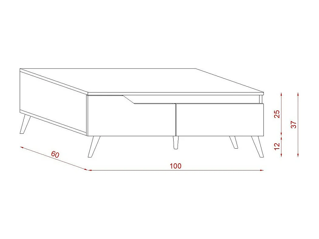 Table basse TRU – 100 cm avec tiroir – Chêne clair et blanc