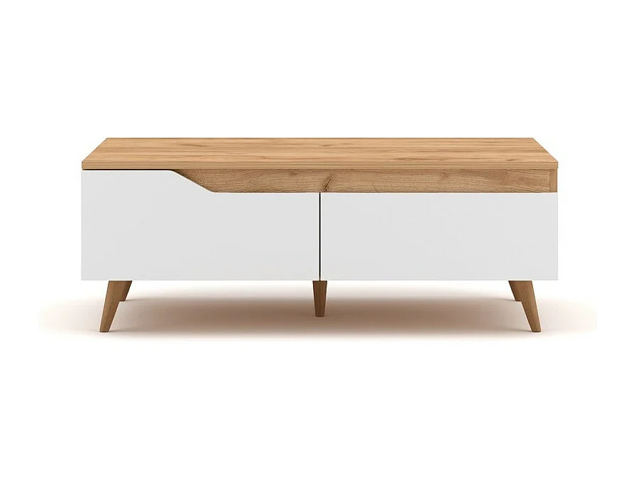 Table basse TRU – 100 cm avec tiroir – Chêne clair et blanc