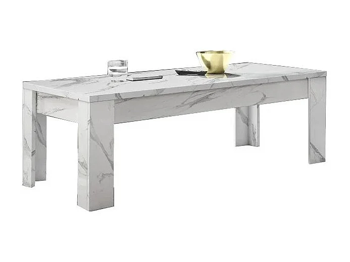 Table basse COLOMARMO - Coloris blanc effet marbre - Idéal pour apporter une touche d'élégance à votre salon.