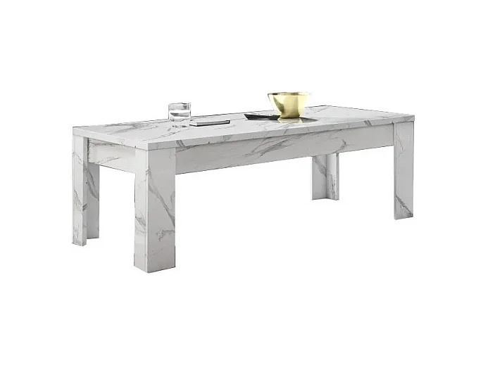 Salontafel COLOMARMO - Marmeren effect in witte kleur - Ideaal om een vleugje elegantie aan uw woonkamer toe te voegen.