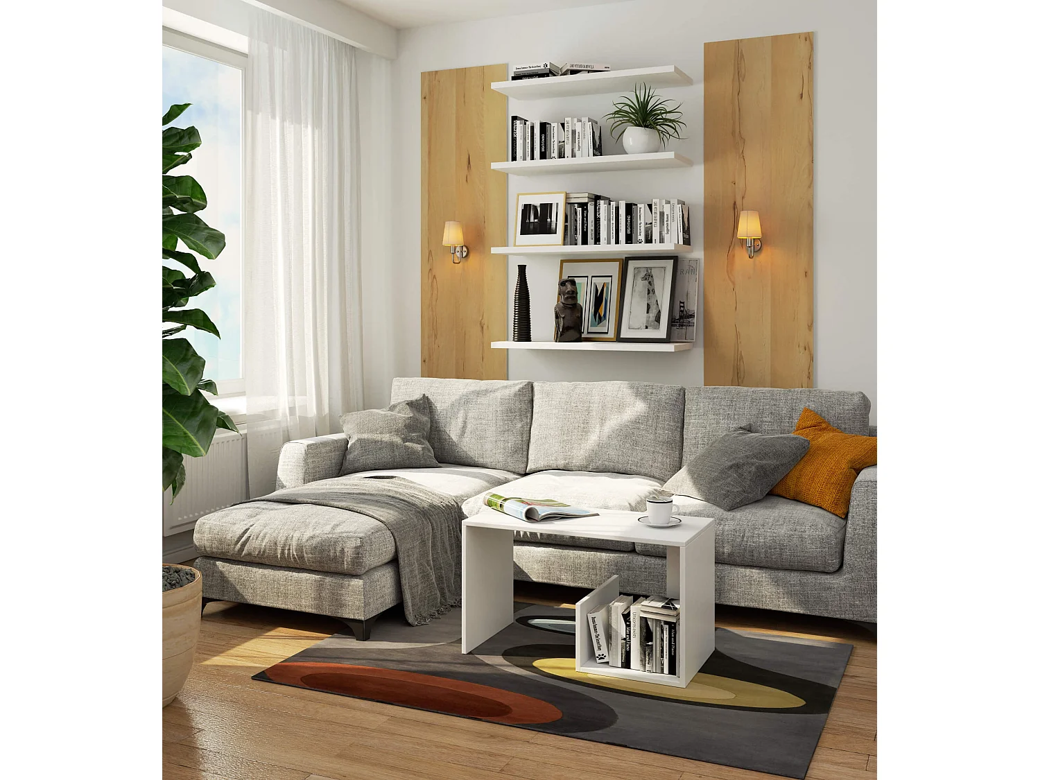 Couchtisch AKORD PAUL Kaffeetisch Weiß 80 cm B80 x H45 x T40 cm