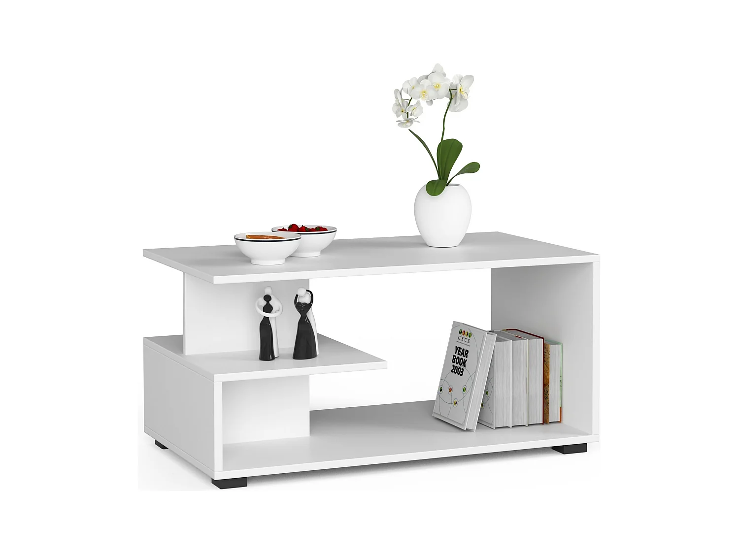 Table basse AKORD PIN Blanche 90 cm 90x51x45 cm