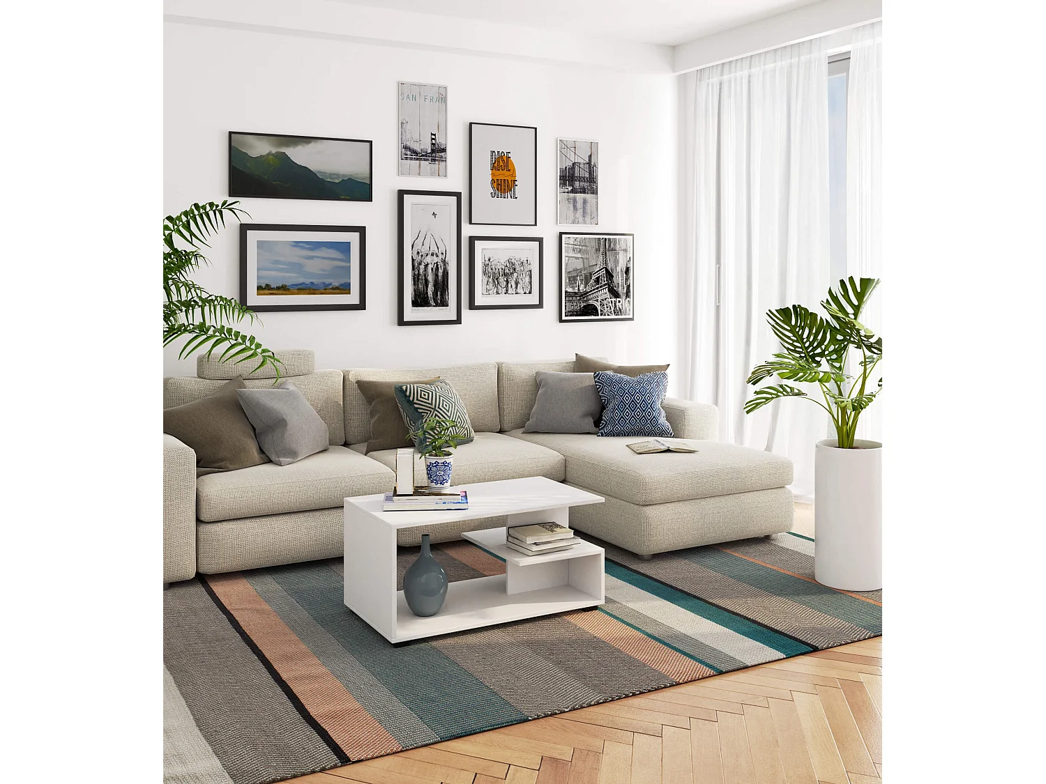 Stolik kawowy AKORD PIN Biały 90 cm kolor Biały mat 90x51x45 cm