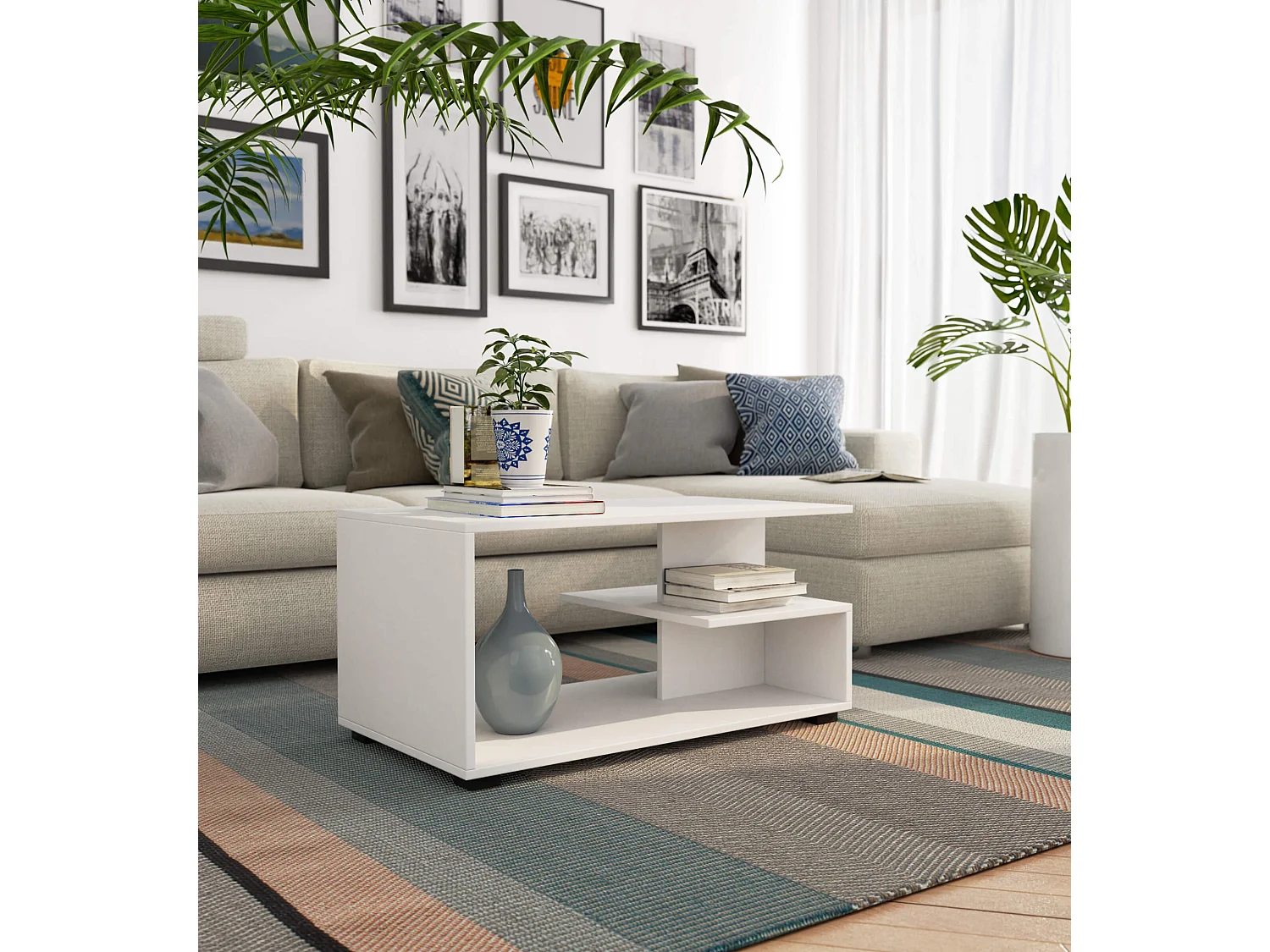 Stolik kawowy AKORD PIN Biały 90 cm kolor Biały mat 90x51x45 cm