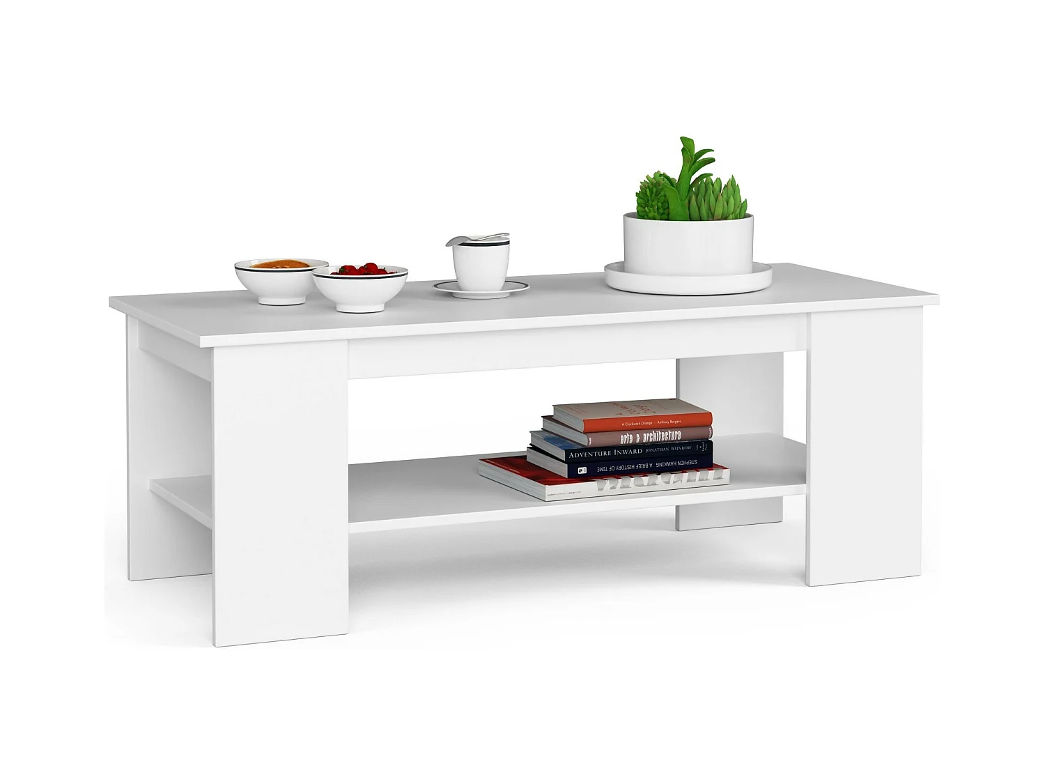 Mesa de centro AKORD KAMI Blanco 120 cm frente en color Blanco 120x50x45 cm