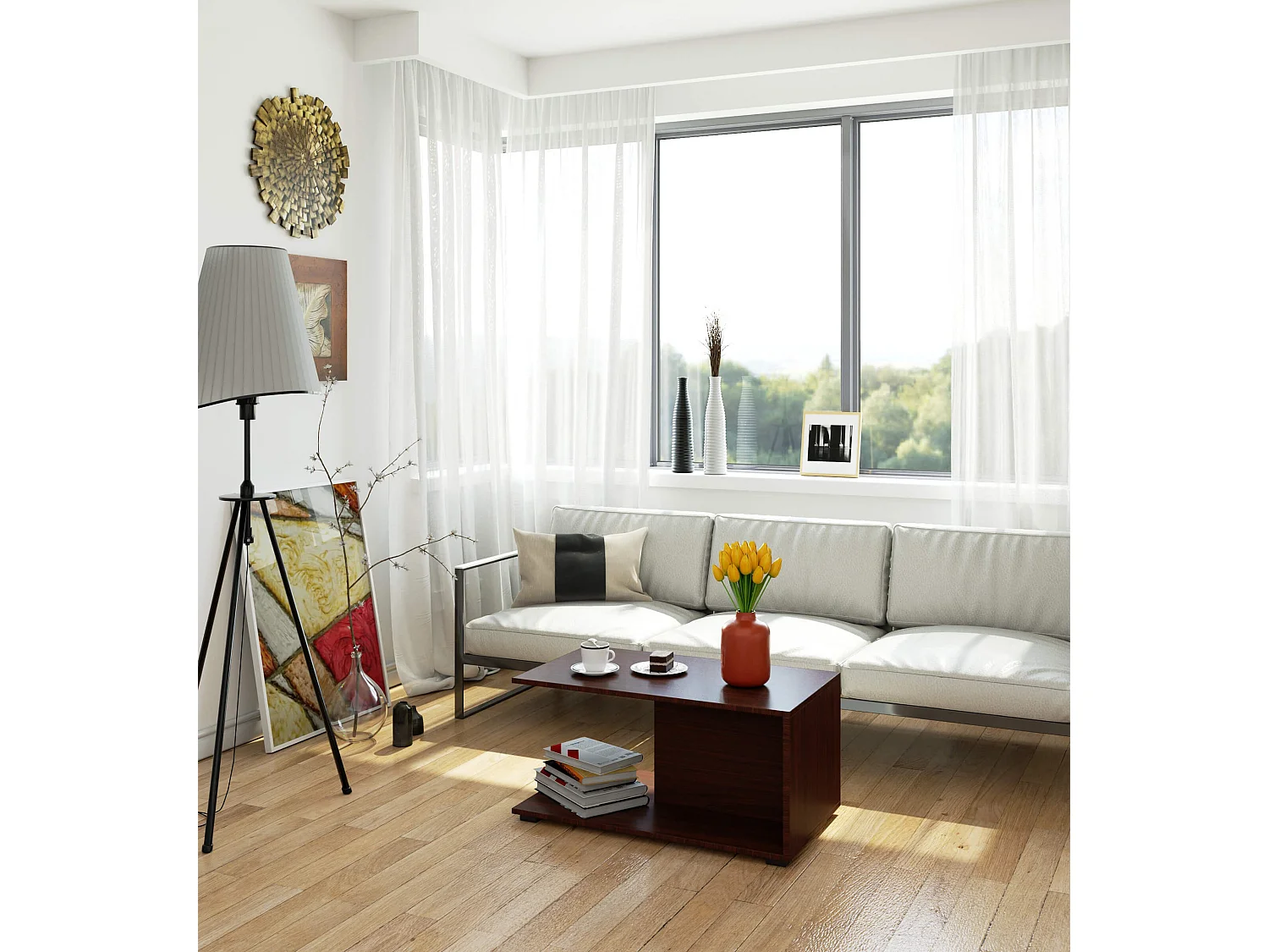 Margo Koffietafel - Elegante Wenge Mat Voorkant, Zelfmontage, 90x45x50 cm