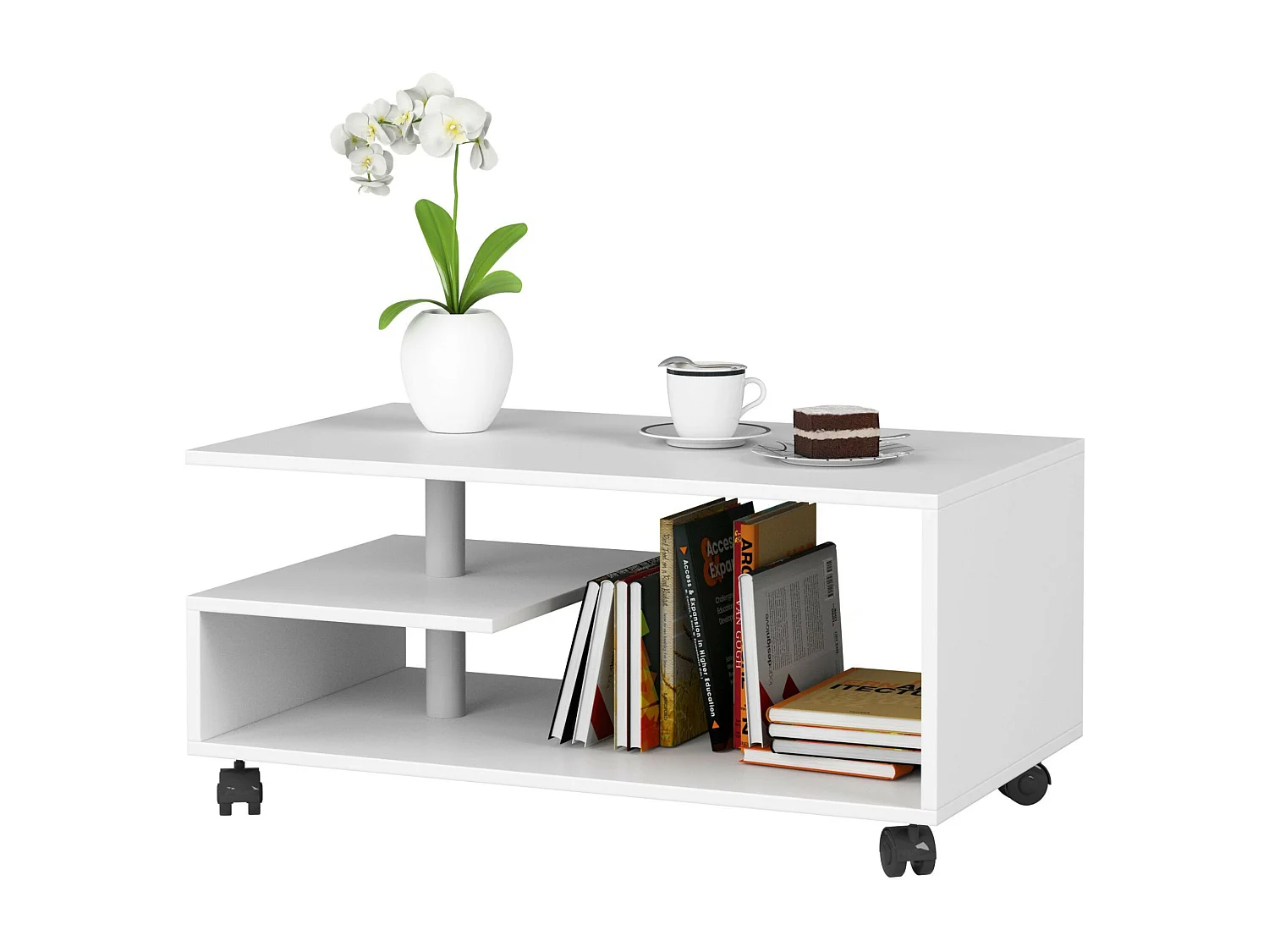 Salontafel Koffietafel met Wielen VINI / AKORD Furniture Factory / Wit / 90 x 40 x 51 cm