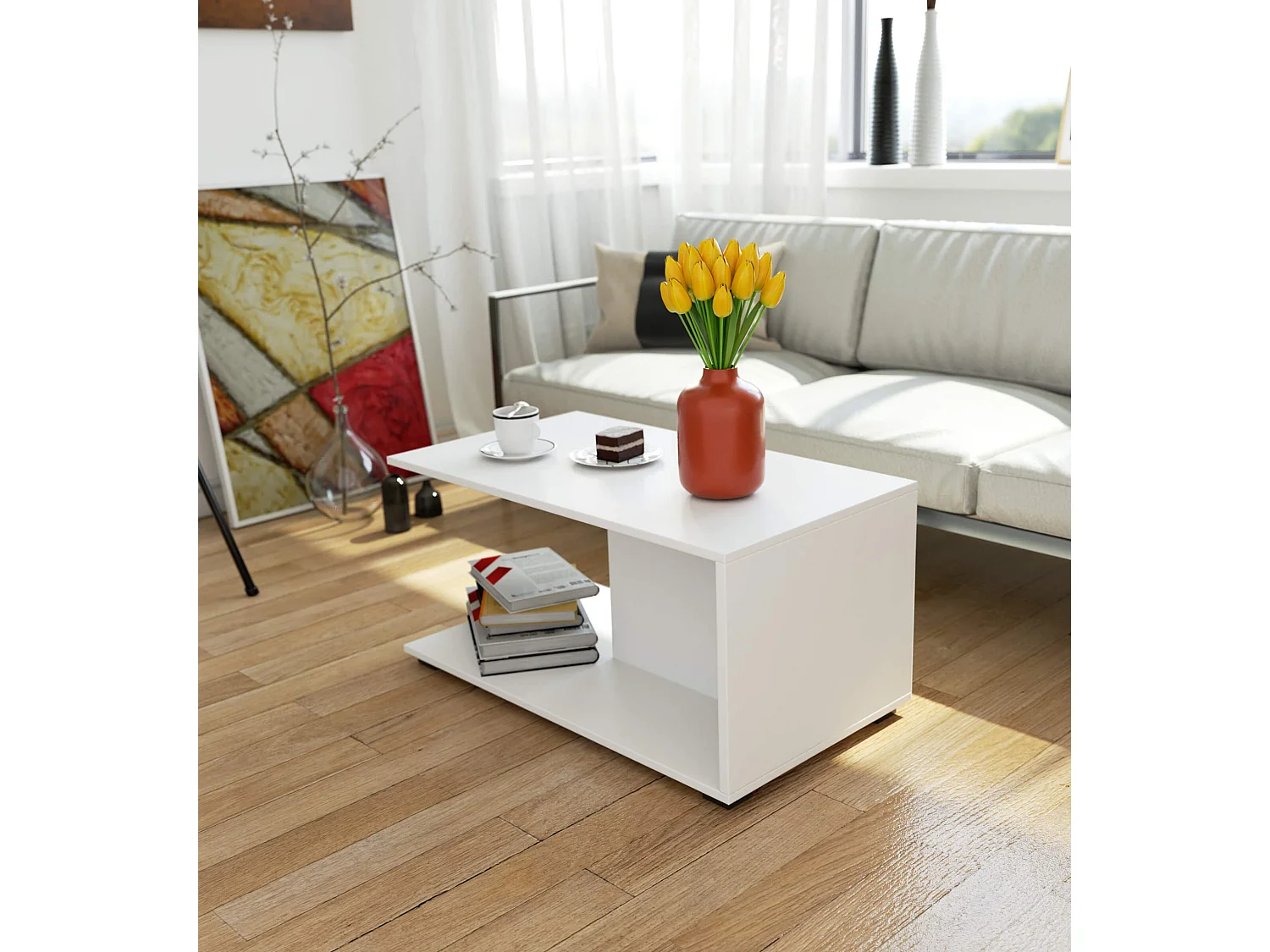 MARGO Witte Koffietafel - Modieus en Functioneel Design