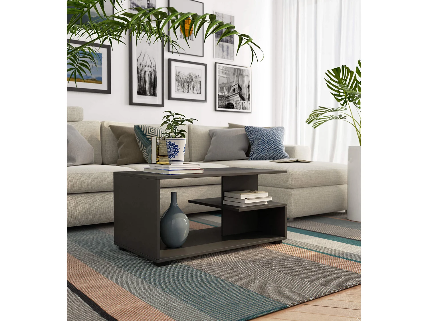 Table basse AKORD PIN Gris Graphite 90 cm 90x51x45 cm