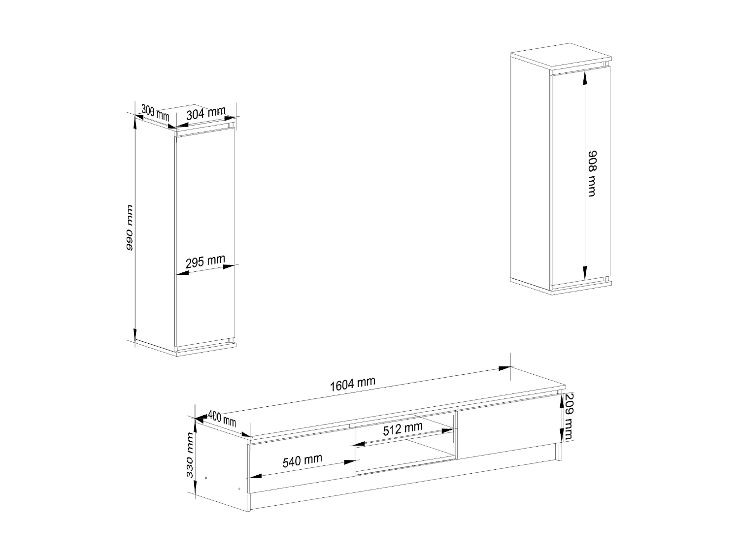 Mobile TV AKORD Sonoma Quercia 240 cm 4 ante 240x40x140 cm