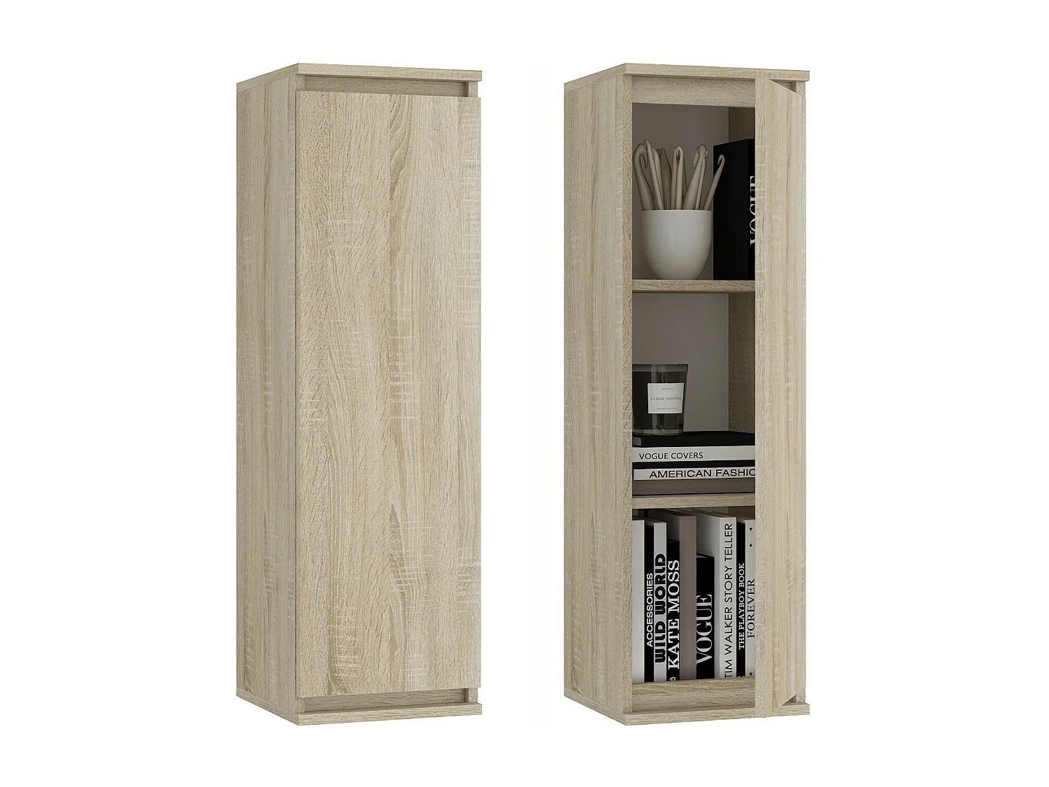 Ensemble mobiler pour le salon AKORD presentoir + meuble TV 220 cm 4 portes couleur Chêne Sonoma 8 étagères 220x40x140 cm