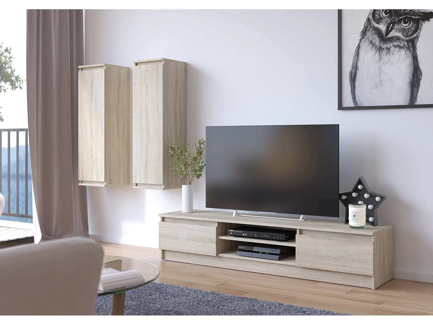 Mobile TV AKORD Sonoma Quercia 240 cm 4 ante 240x40x140 cm