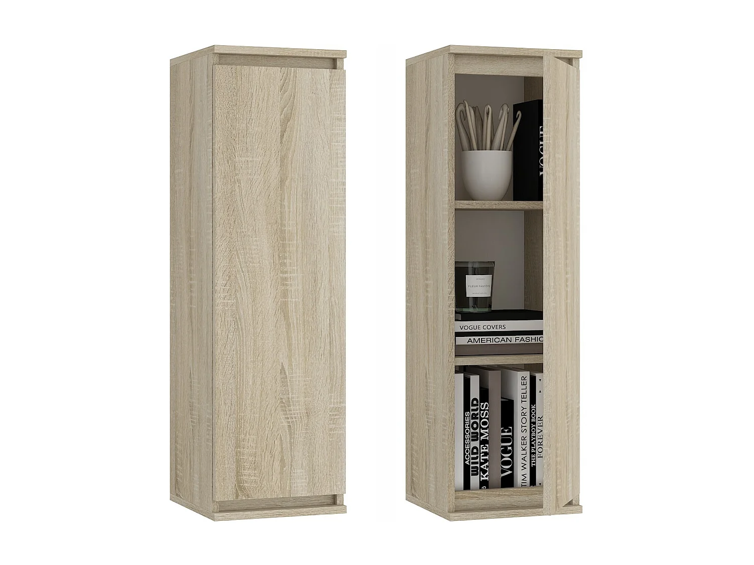 Meblościanka Stijlvol Sonoma Eik - Woonkamerset met Vitrine en RTV-meubel