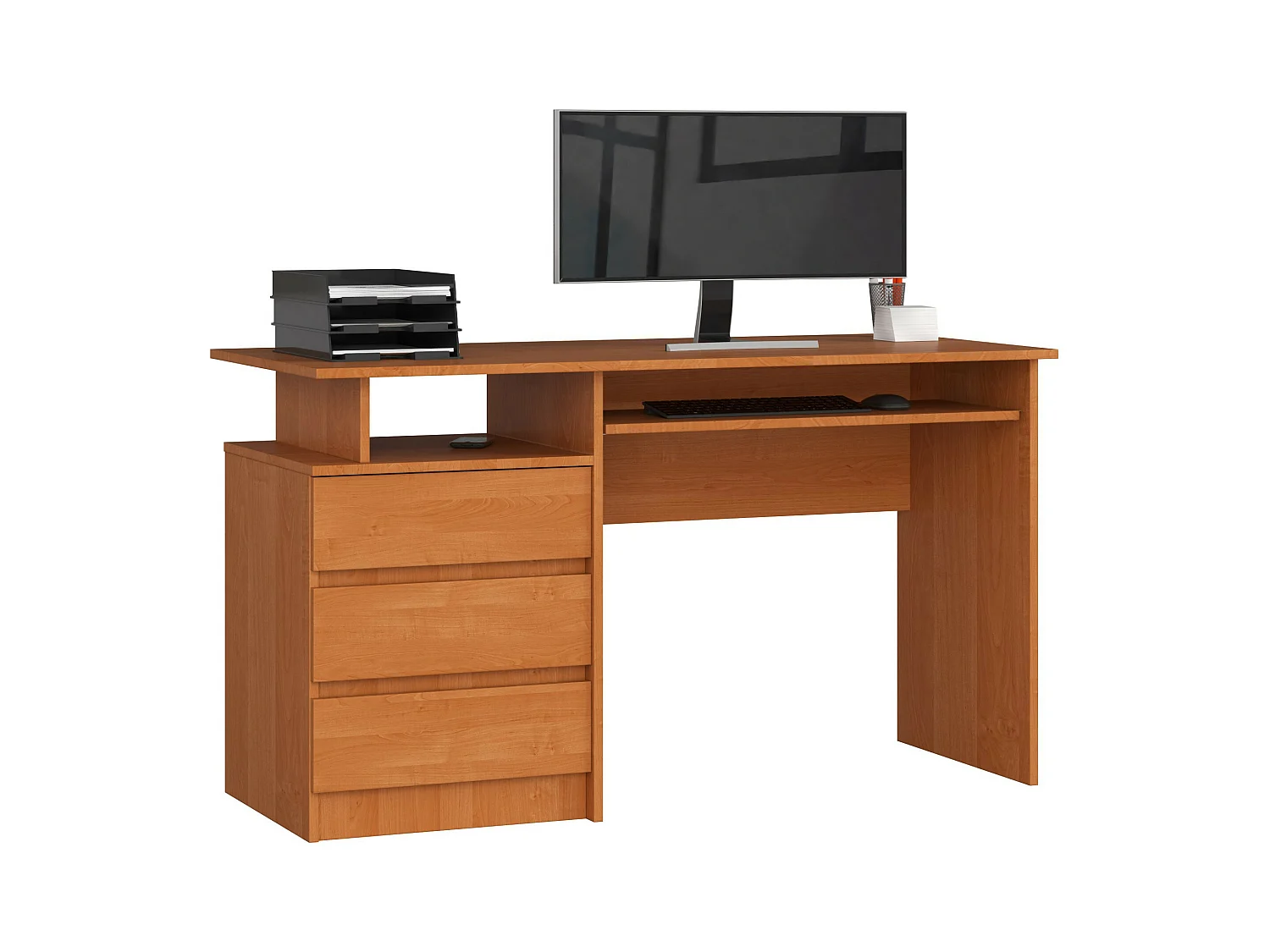 Biurko AKORD CLP Olcha 135 cm 3 szuflady kolor Olcha mat 2 półki 135x60x77 cm