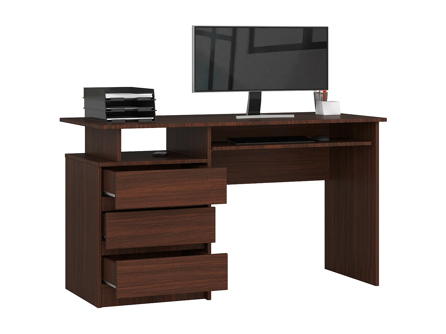 Scrivania AKORD CLP Wengé 135 cm 3 cassetti 135x60x77 cm