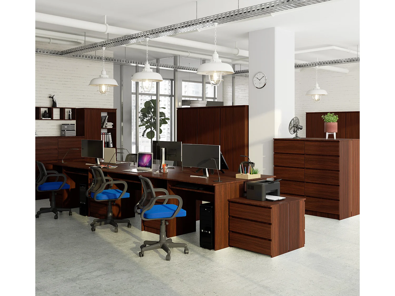 Scrivania AKORD CLP Wengé 135 cm 3 cassetti 135x60x77 cm