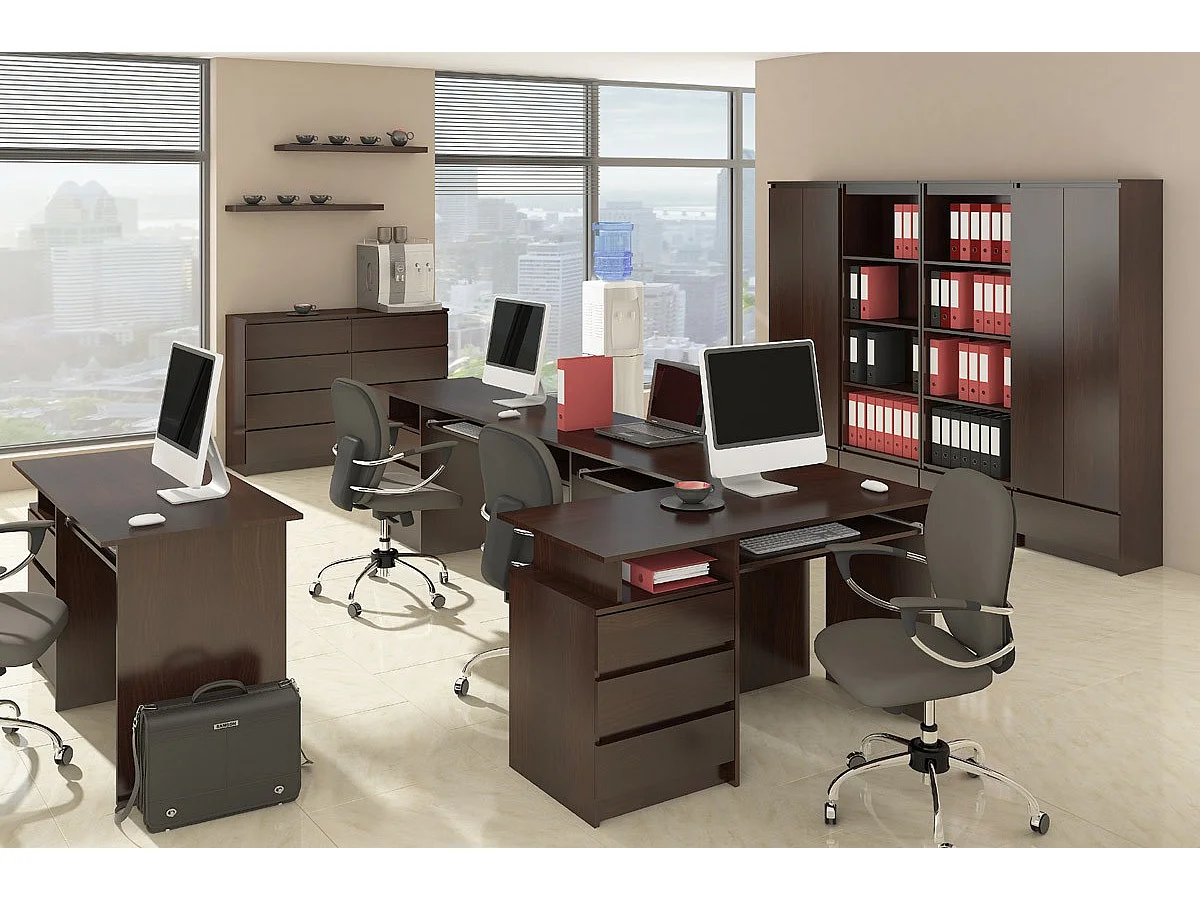 Vrijstaand Bureau 135 cm Wenge met 3 Laden en Toetsenbordlade