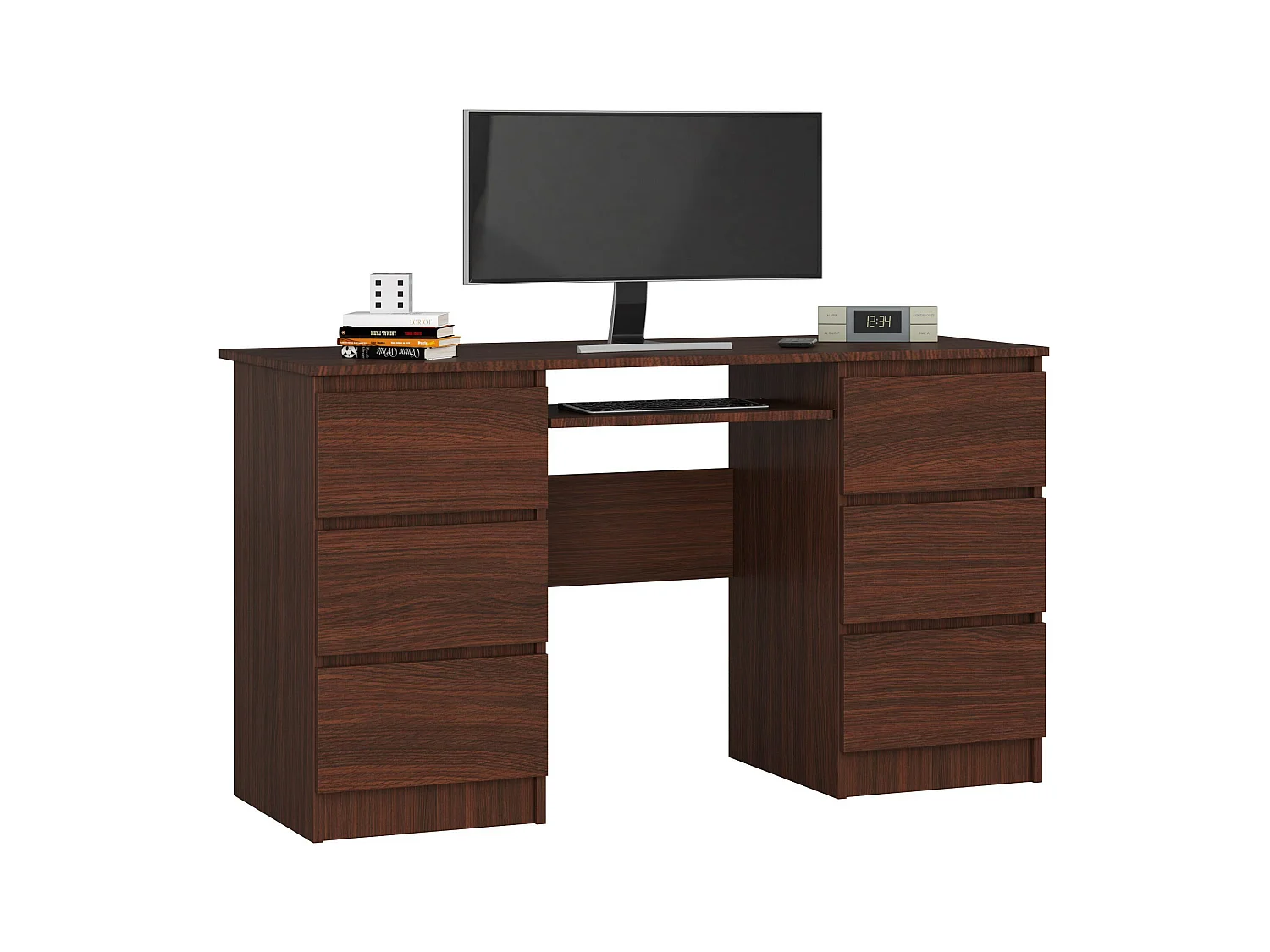 Bureau d'ordinateur AKORD A11 Wengé 135 cm 6 tiroirs façade Wengé 135x50x77 cm