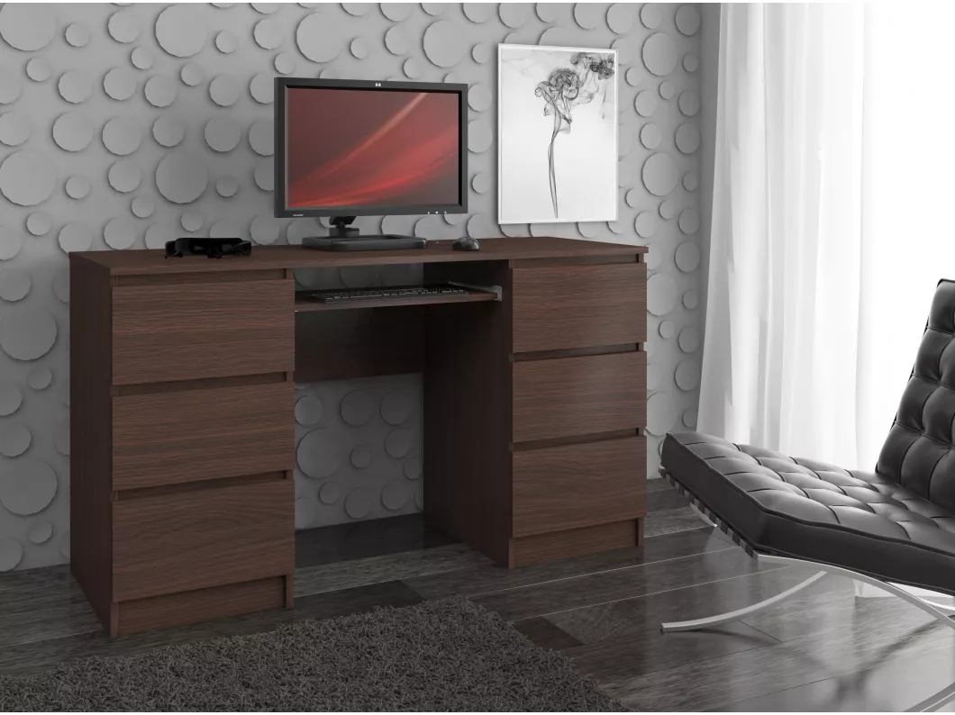 Kauf Unique PC-Schreibtisch AKORD A11 in der Farbe Wenge mit 6 Schubladen B135 x H77 x T50 cm