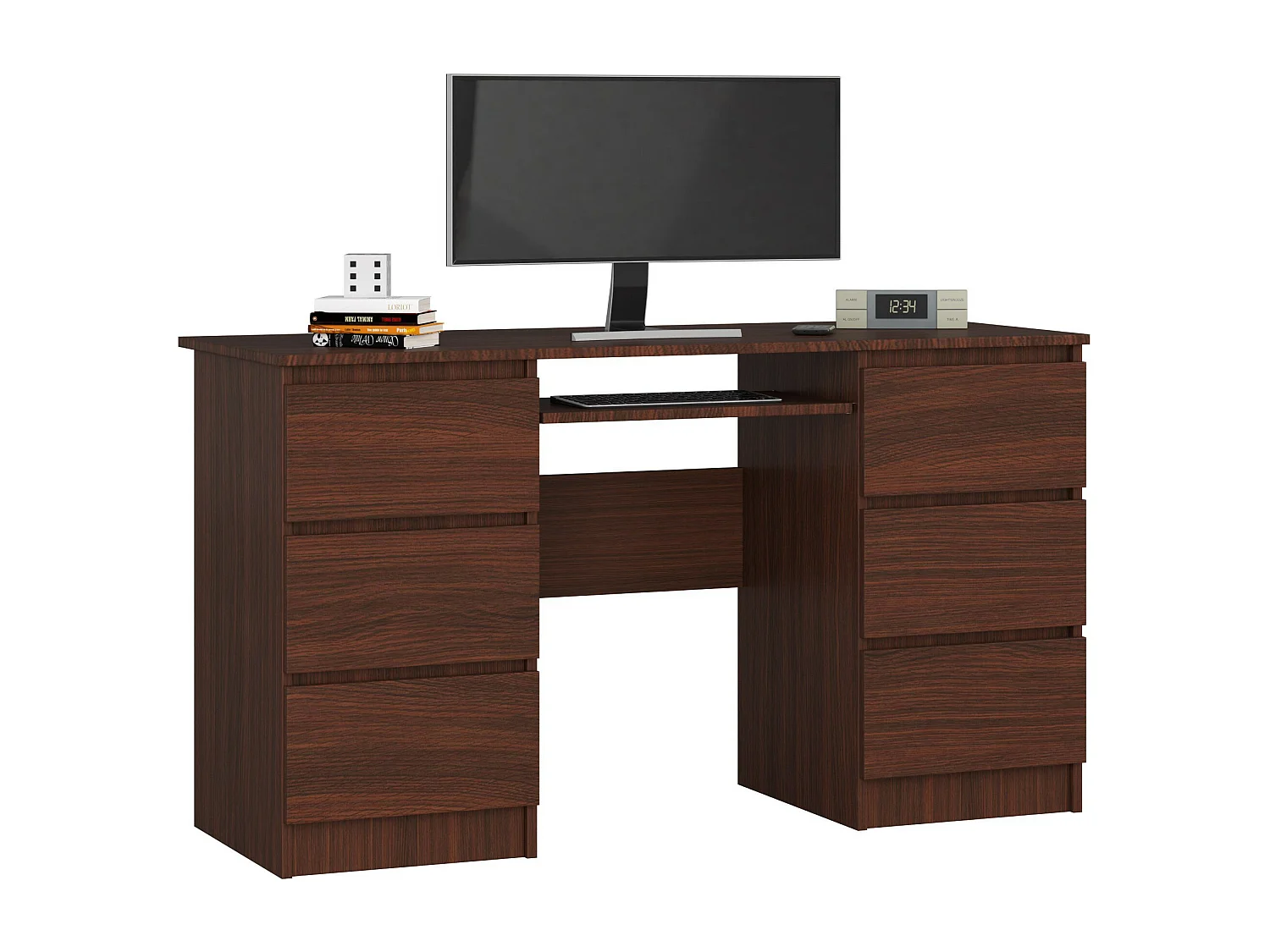 Bureau d'ordinateur AKORD A11 Wengé 135 cm 6 tiroirs façade Wengé 135x50x77 cm