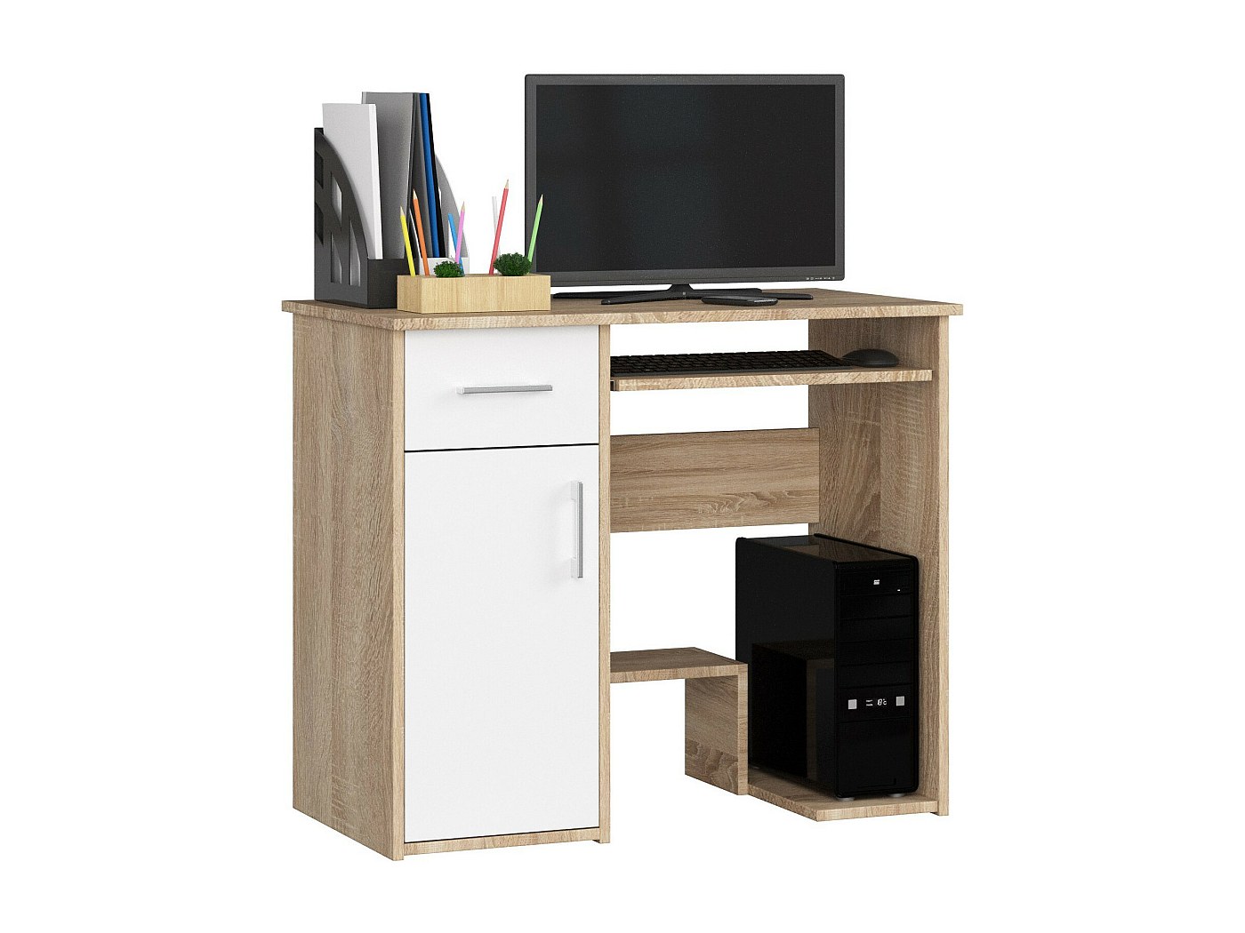 Bureau pour ordinateur table meuble pc informatique en MDF noir