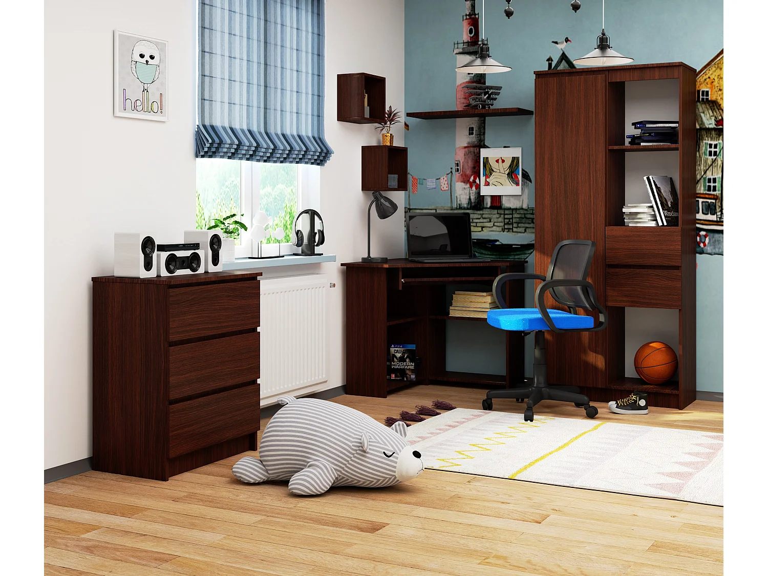 Hoekbureau TED / Computerbureau / Computer Tafel / Bureautafel / Venge / 80 x 74 x 80 cm