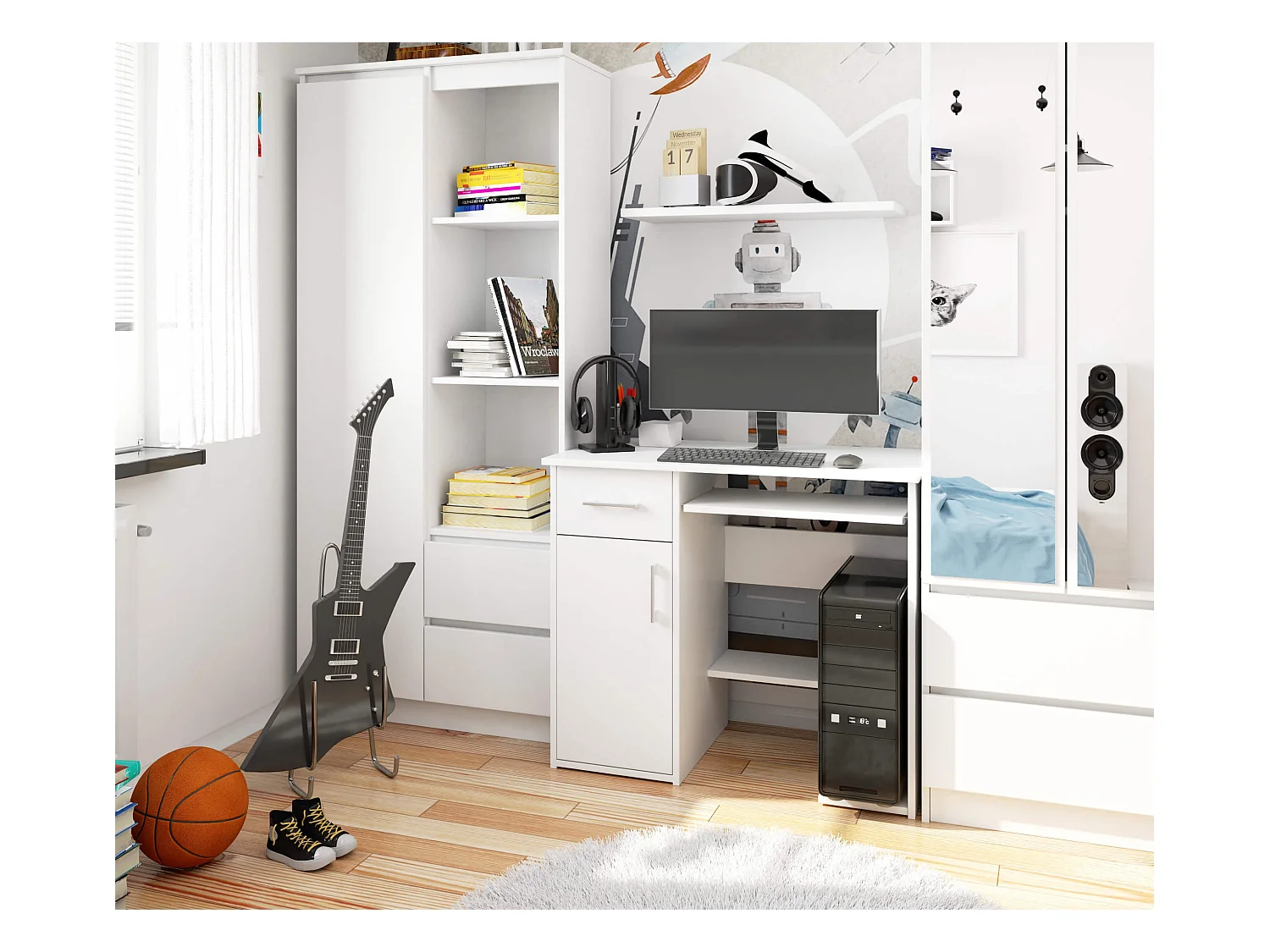 Klassiek Wit Bureau JAY met Opbergruimte - 90cmbreed Voor Functionaliteit & Organisatie