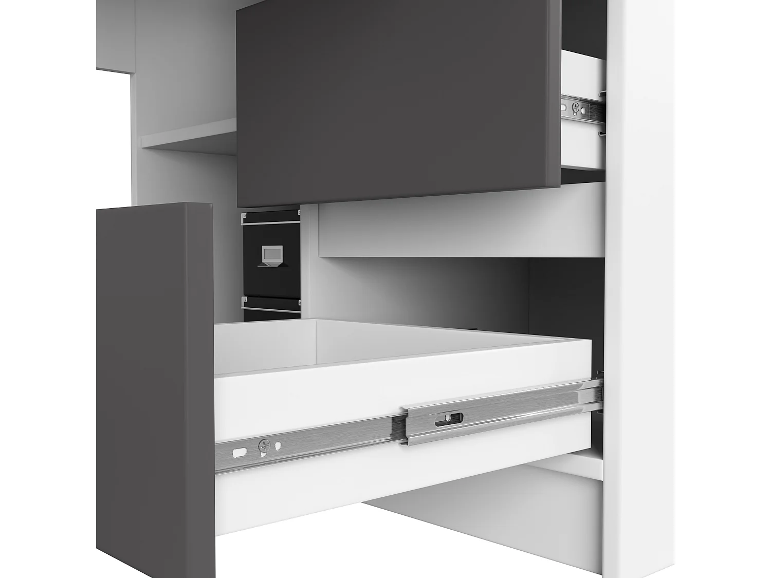 Hoekbureau Links B20 / Computerbureau / Computer Tafel / Bureautafel Links / Wit - Grafietgrijs / 155 x 77 x 85 cm