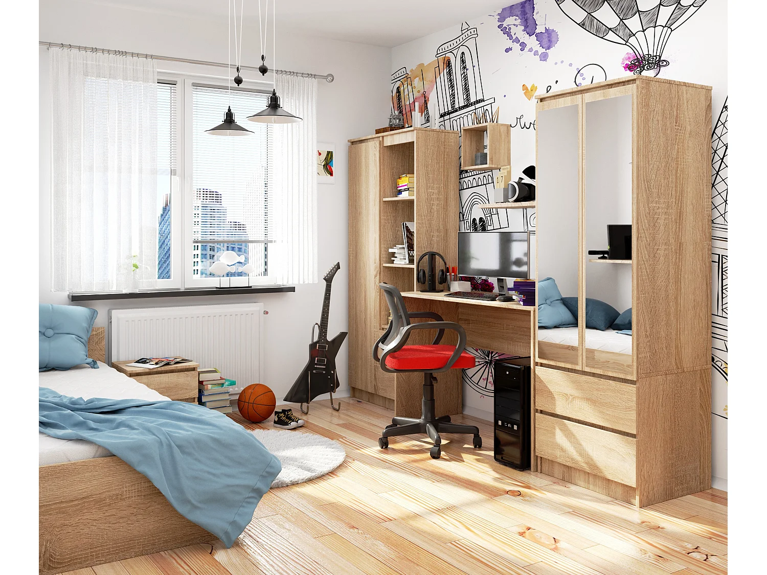 Bureau d'ordinateur AKORD B17 Chêne Sonoma 120 cm couleur Chêne Sonoma 120x50x79 cm