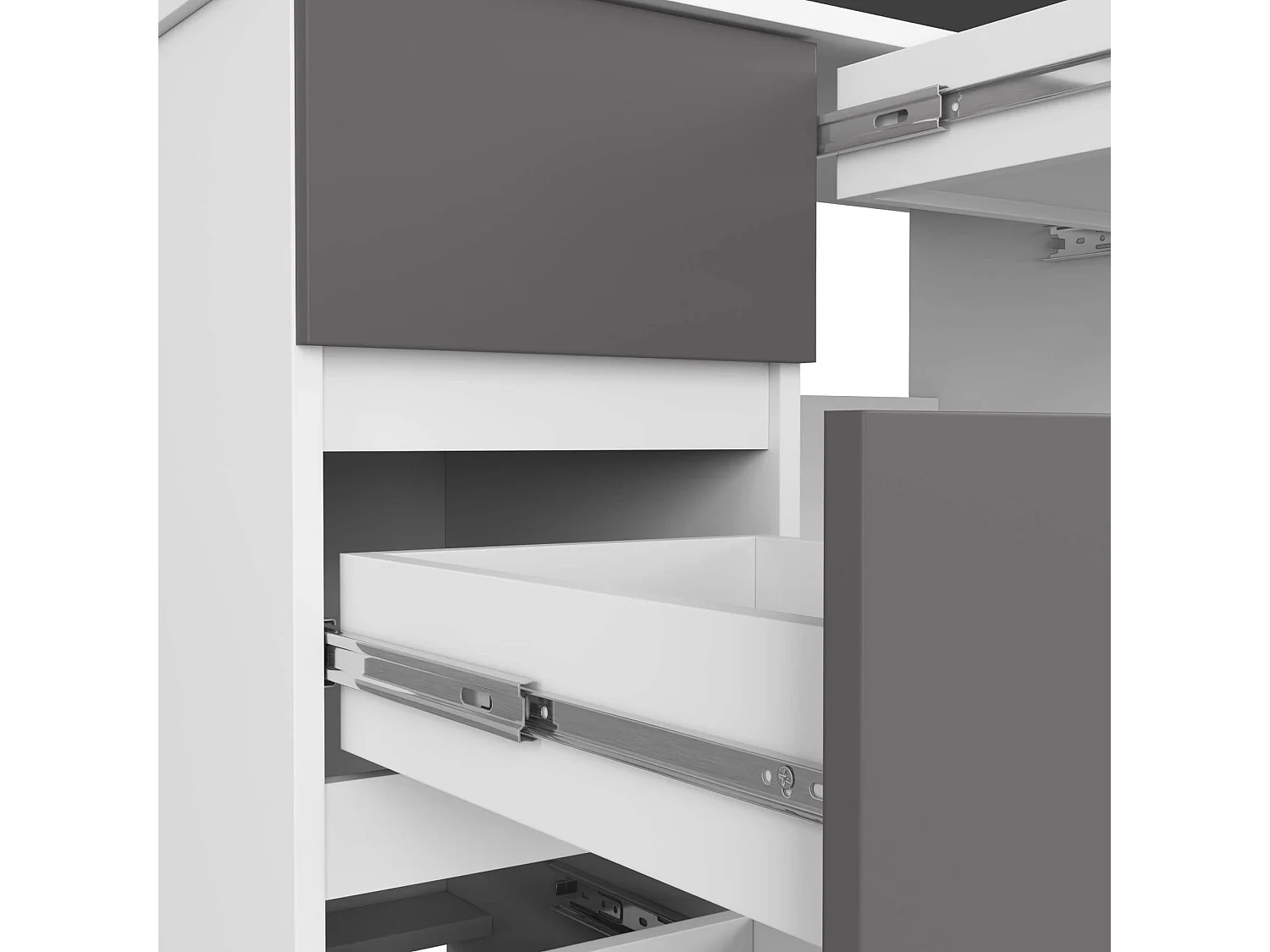 Bureau Links A-7 / Computerbureau / Computer Tafel / Bureautafel Links / Wit - Grafietgrijs/ 90 x 77 x 50 cm