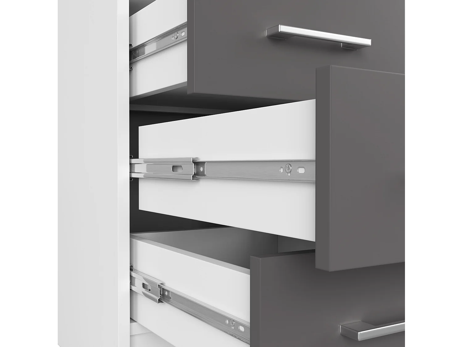 Bureau ANA met 3 Laden / Computerbureau / Computer Tafel / Bureautafel / Wit - Grafietgrijs / 124 x 77 x 52 cm