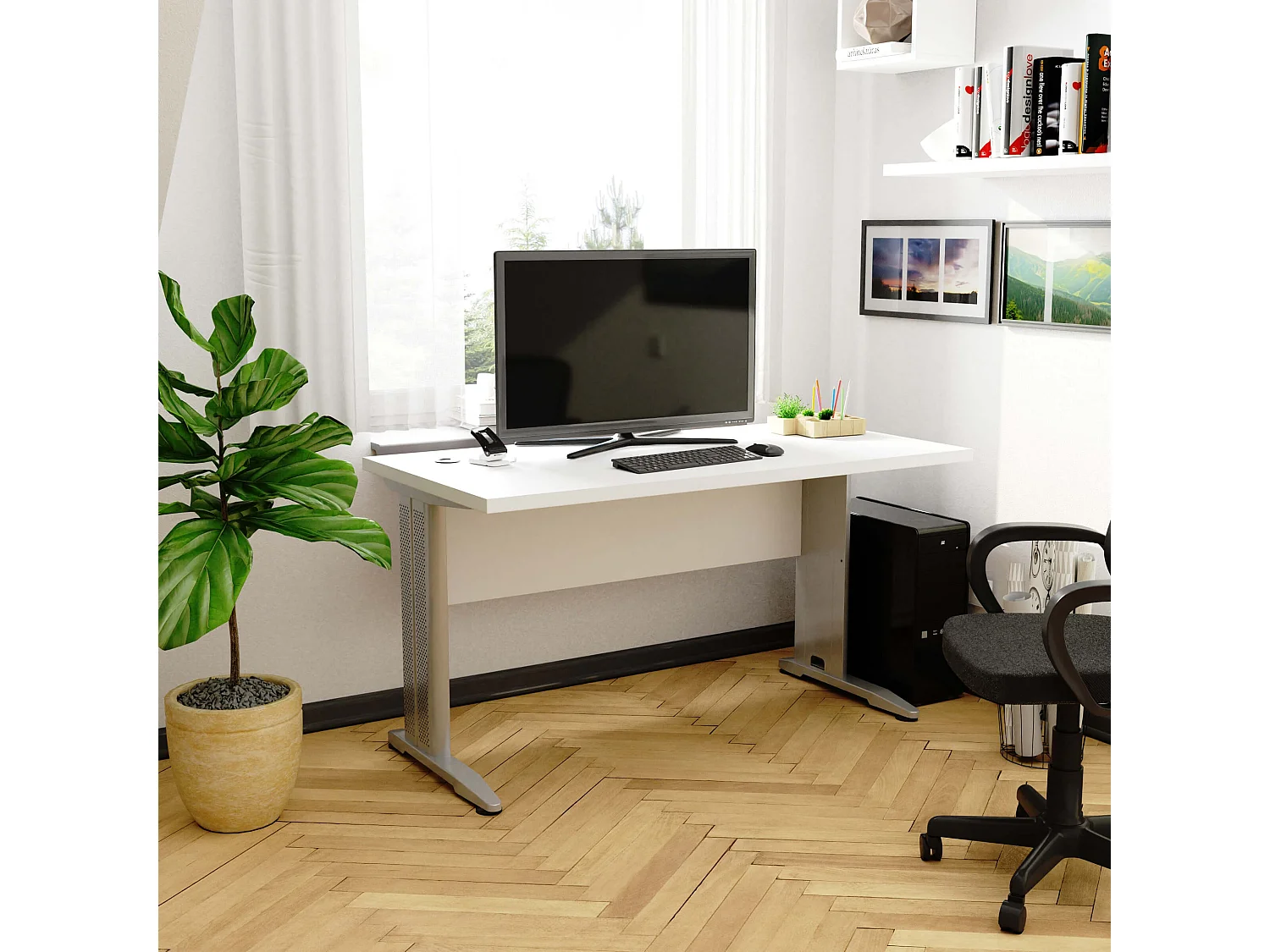 Scrivania per computer AKORD BM135 Bianco 135 cm 135x60x76 cm