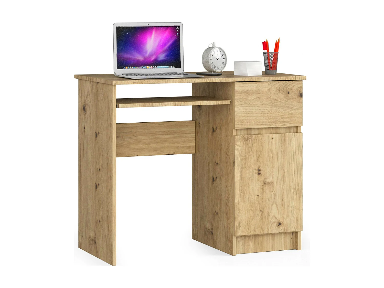 Scrivania per computer AKORD PIKSEL Quercia Artisan 90 cm 1 anta 1 cassetto 90x50x77 cm Modello a destra