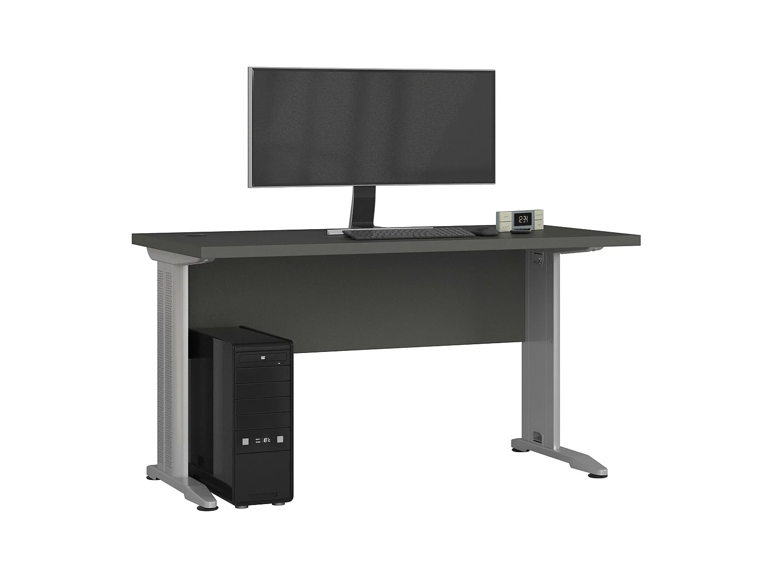 Bureau d'ordinateur AKORD BM135 Gris Graphite 135 cm couleur Gris Graphite 135x60x76 cm