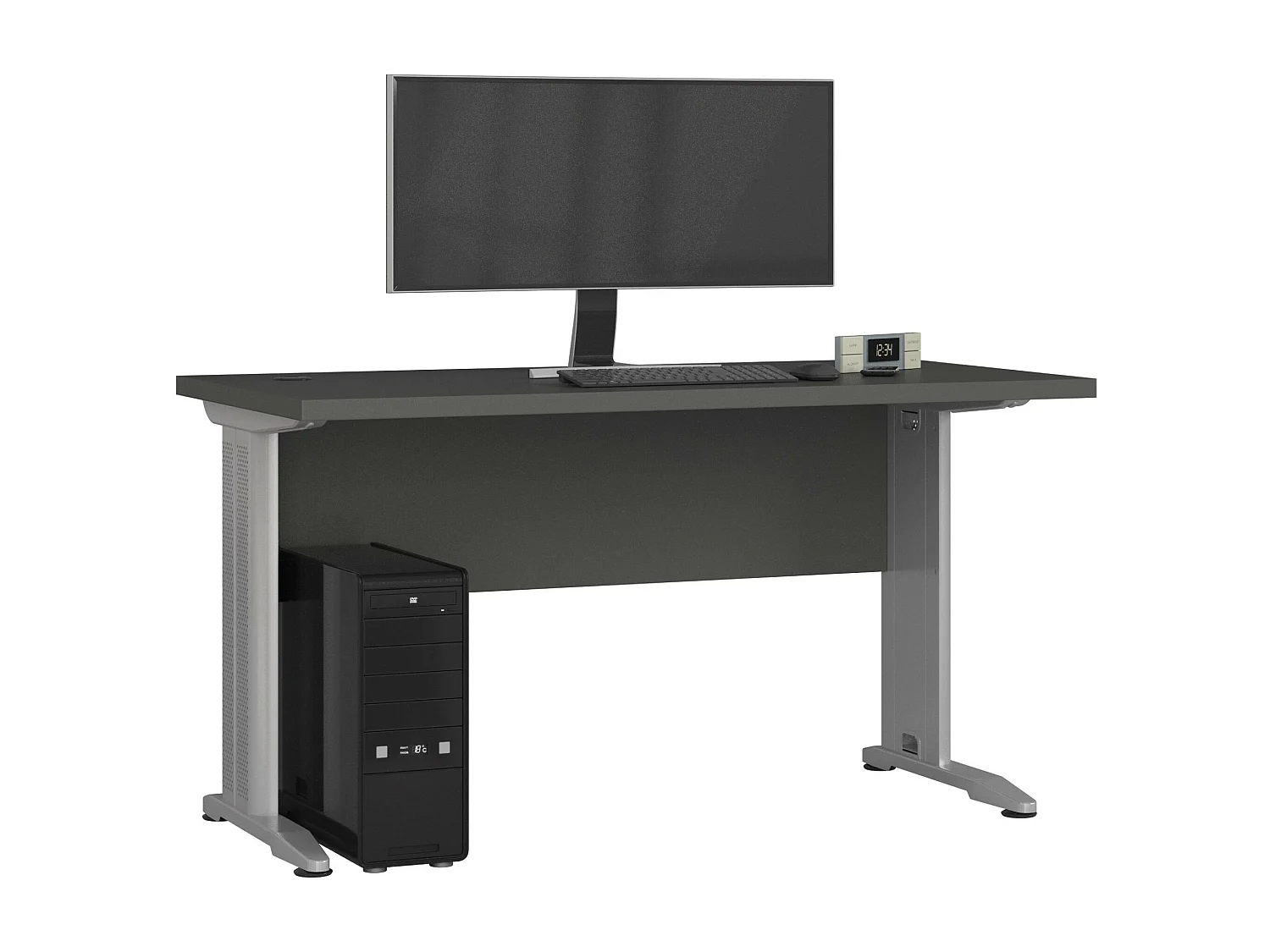 Bureau BM-135 / Computerbureau / Computer Tafel / Vrijstaand Bureautafel met Metalen Poten / Grafietgrijs / 135 x 76 x 60 cm