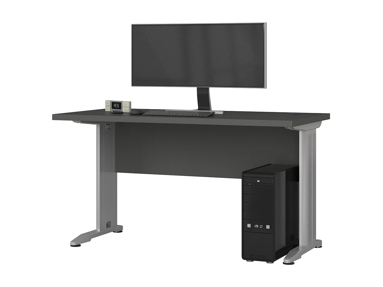 Bureau d'ordinateur AKORD BM135 Gris Graphite 135 cm couleur Gris Graphite 135x60x76 cm