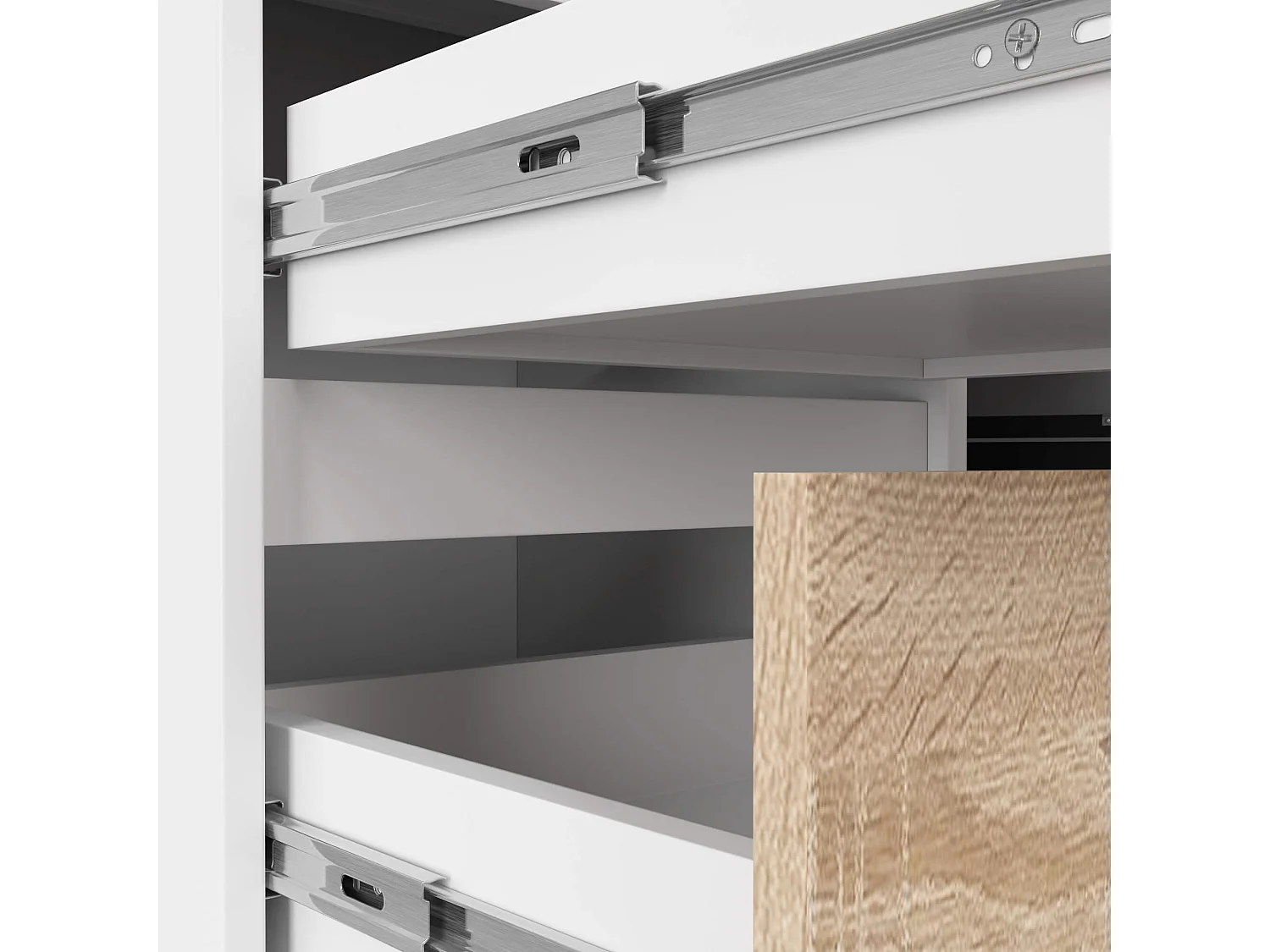 Hoekbureau Links B20 / Computerbureau / Computer Tafel / Bureautafel Links/ Wit – Sonoma Eik / 155 x 77 x 85 cm