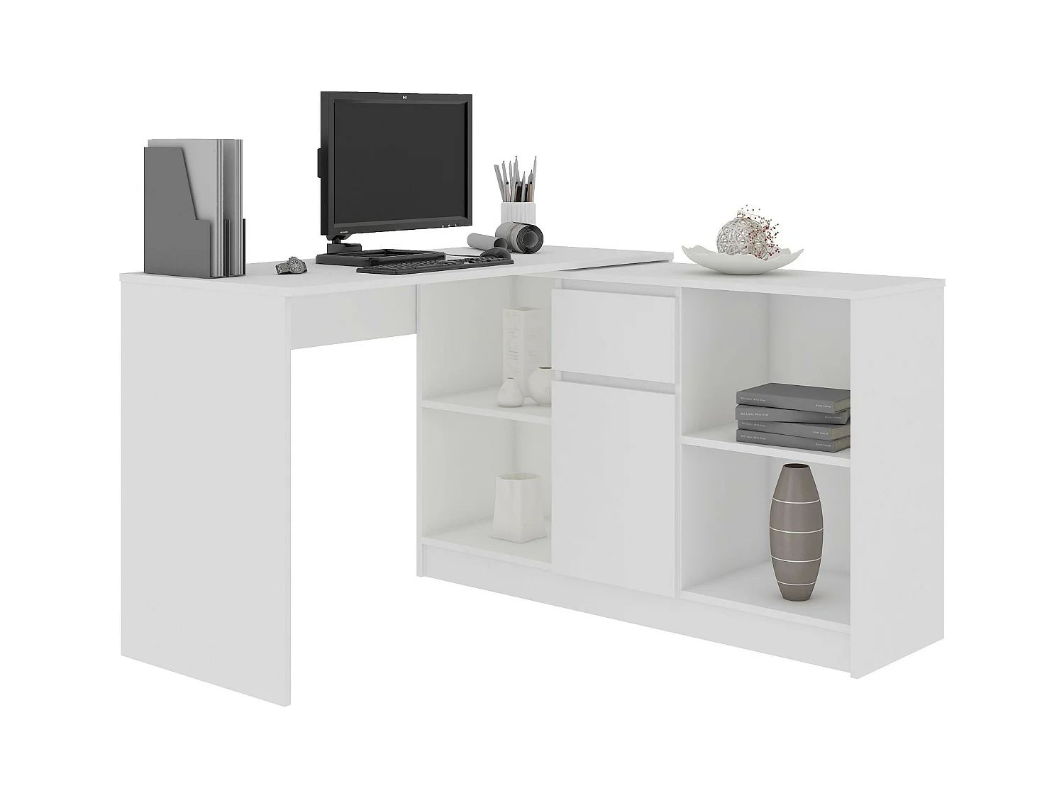 PC-Schreibtisch AKORD B17 in der Farbe Weiß B120 x H79 x T50 cm