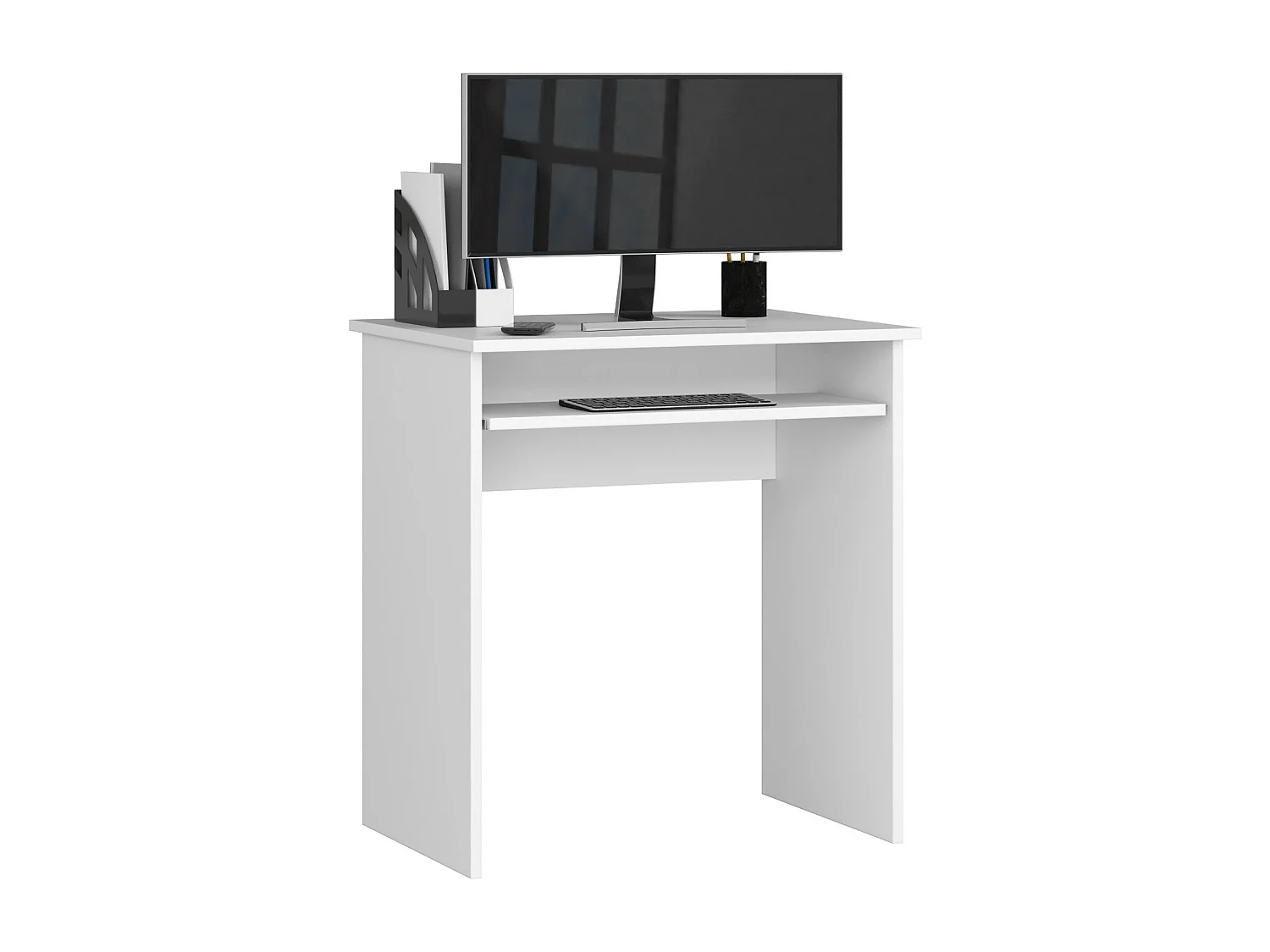 Petit bureau d'ordinateur AKORD STAR Blanc 68 cm couleur Blanc 1 étagère 68x51x74 cm