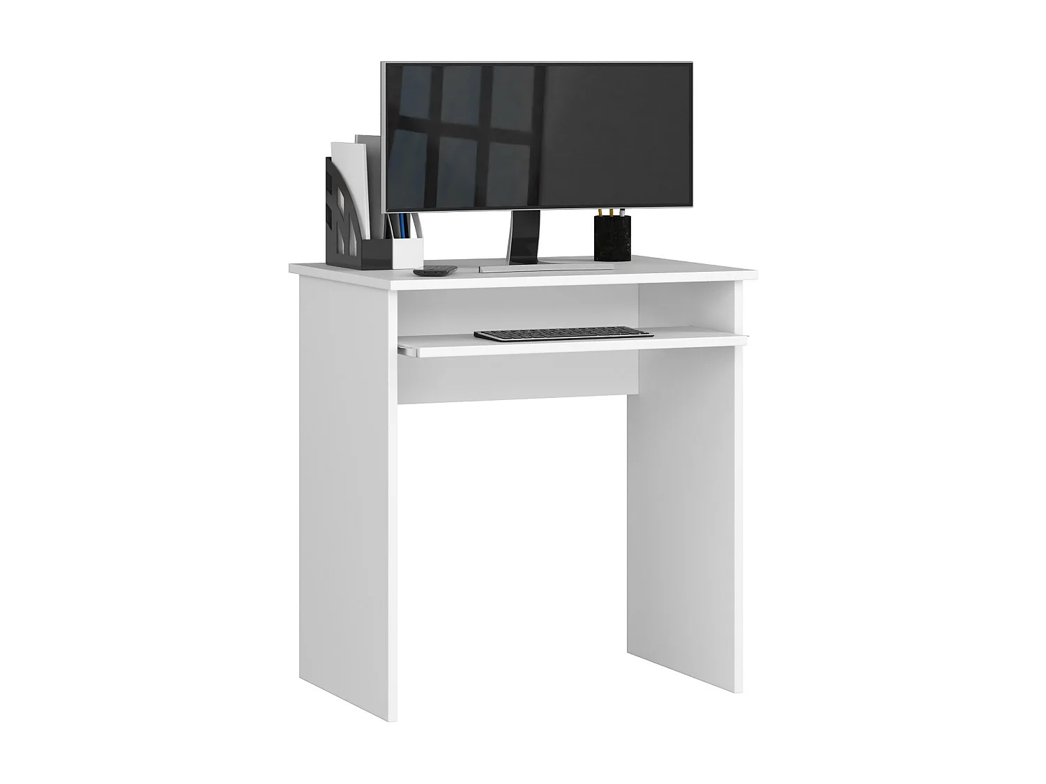 Petit bureau d'ordinateur AKORD STAR Blanc 68 cm couleur Blanc 1 étagère 68x51x74 cm