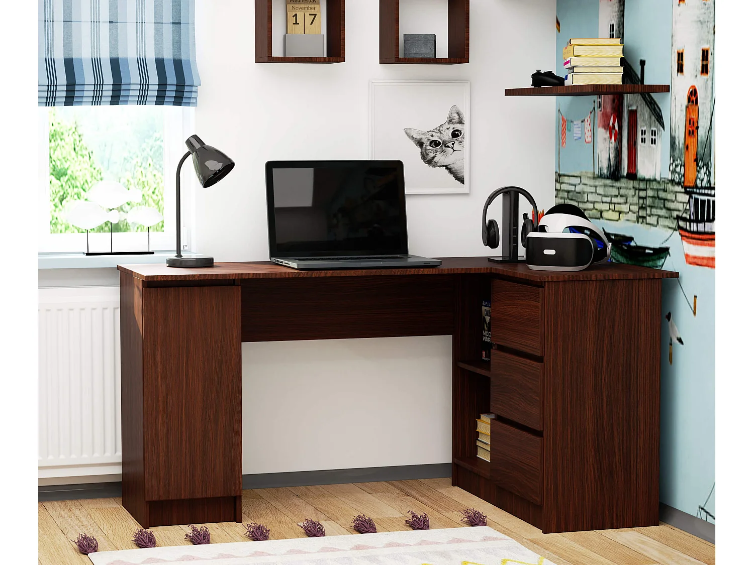 Hoekbureau Rechts B20 / Computerbureau / Computer Tafel / Bureautafel Rechts / Venge / 155 x 77 x 85 cm